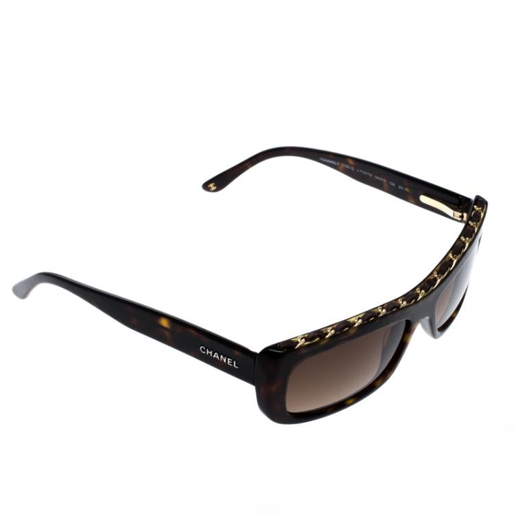 Chanel -Q Rectangular Sunglasses Havana Bag