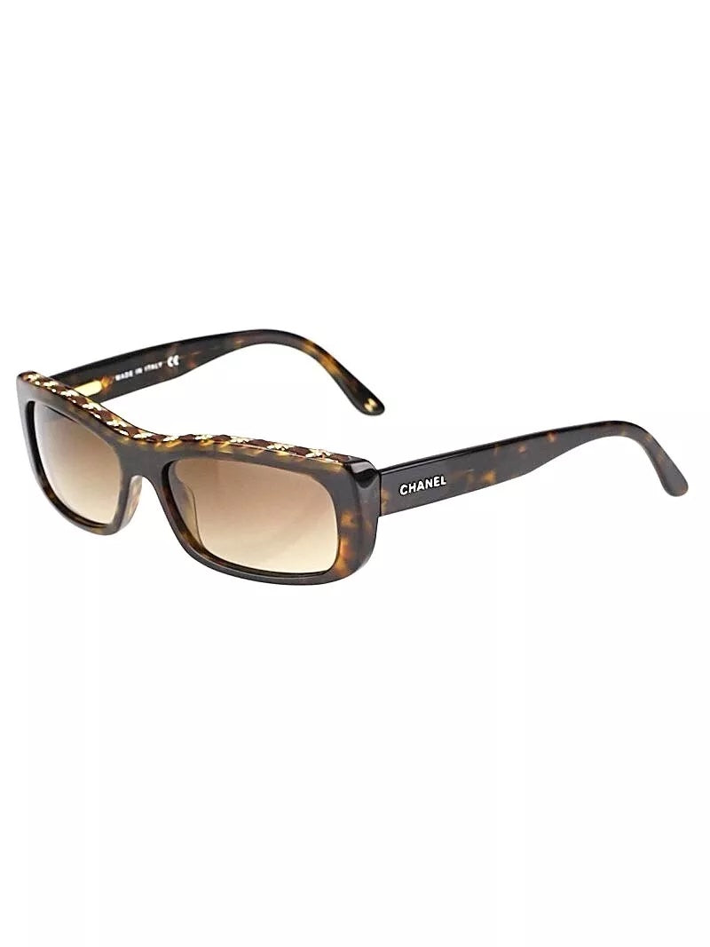 Chanel -Q Rectangular Sunglasses Havana Bag