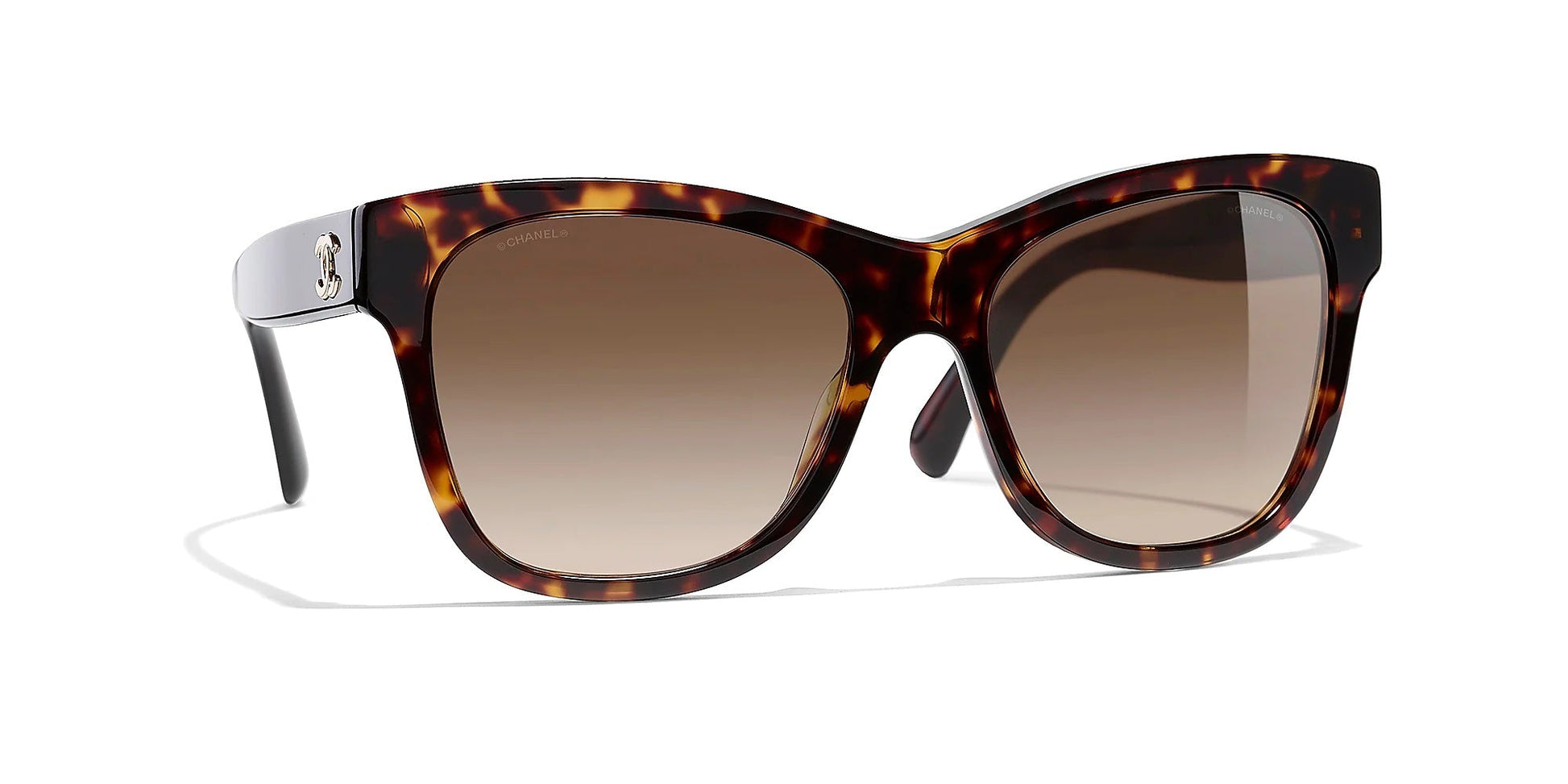 Chanel Tortoise Frame Square Sunglasses Bag