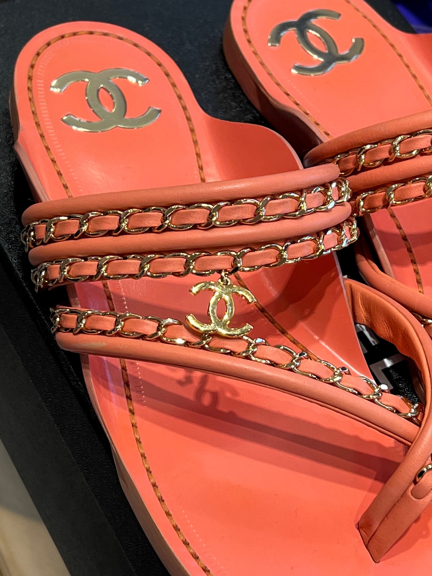 Chanel Chain Thong Sandals for Women