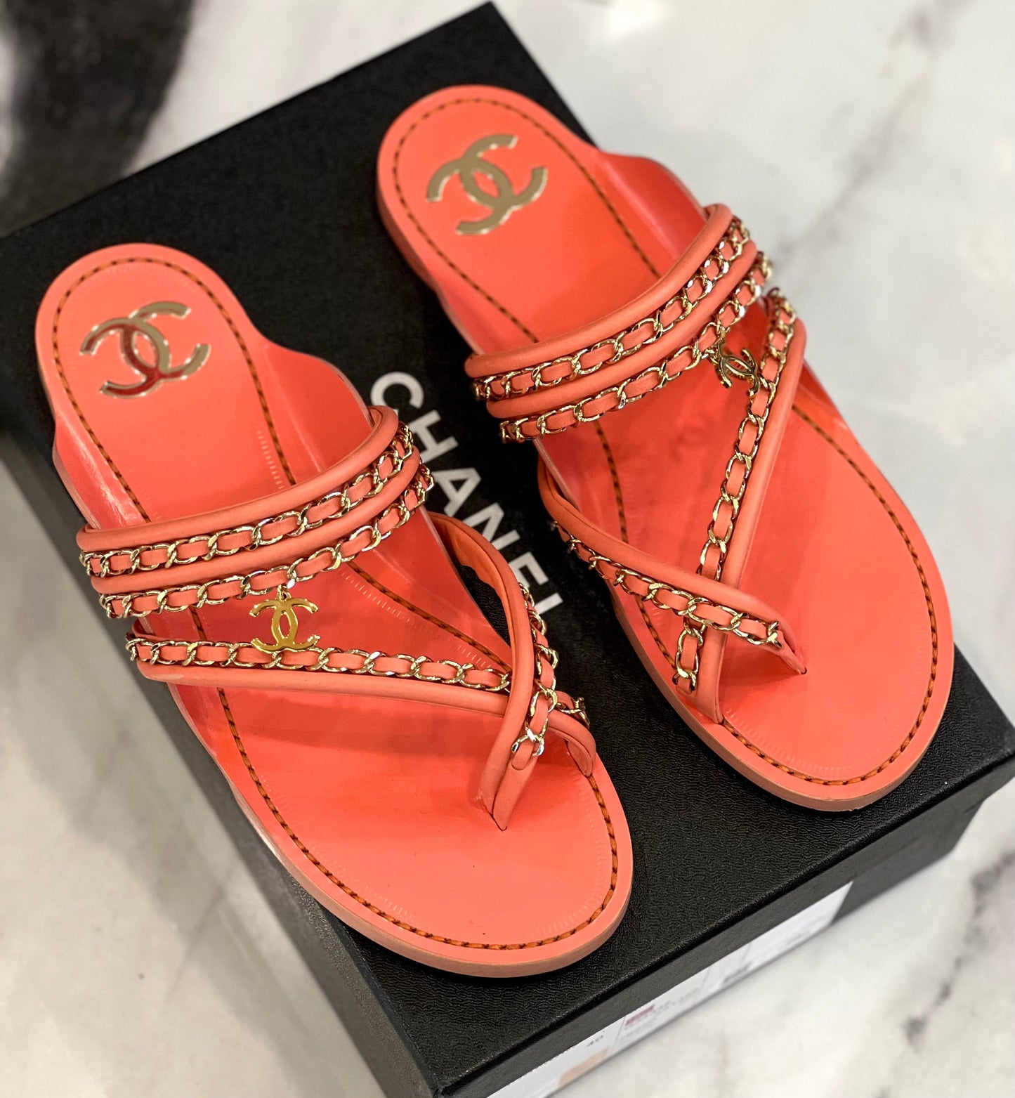 Chanel Chain Thong Sandals for Women
