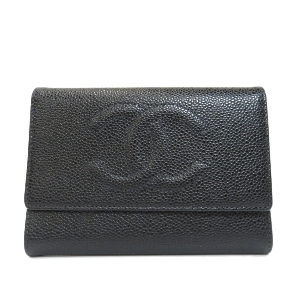 CHANEL   COCO CAVIAR TRI-FOLD WALLET