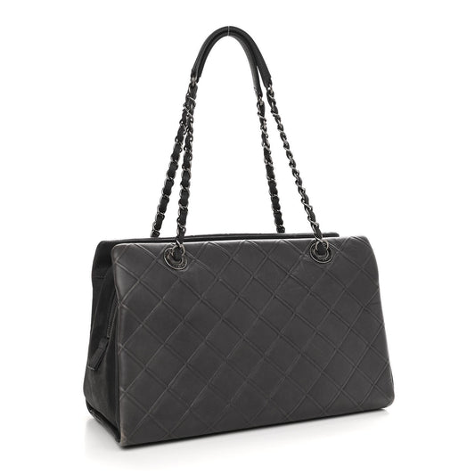 Chanel CC DIAMOND QUILTED CALFSKIN SHOPPER Leather Tote Bag