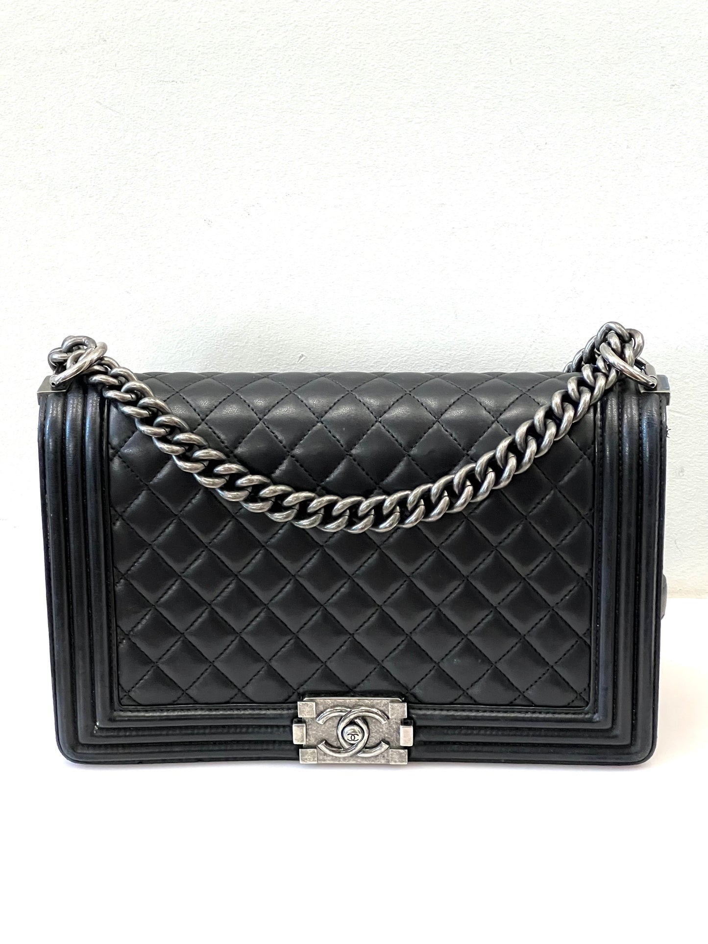 Chanel QUILTED CALFSKIN BOY Leather Handbag Bag 1