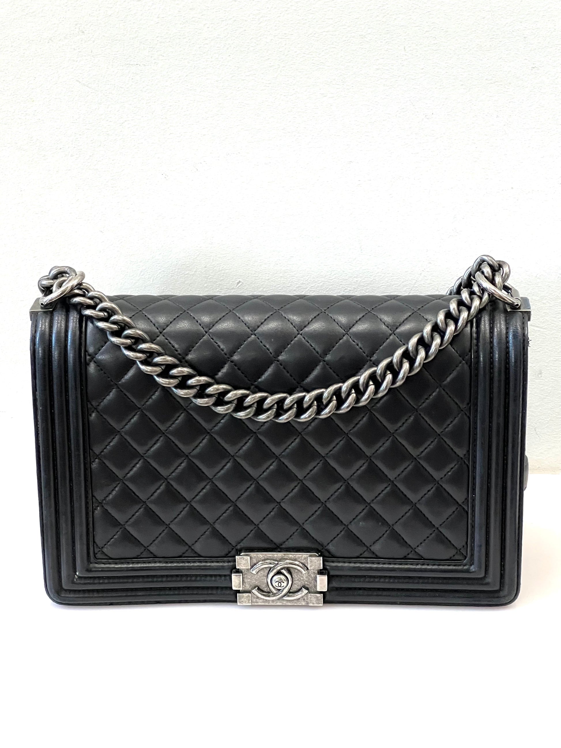 Chanel QUILTED CALFSKIN BOY Leather Handbag Bag 1