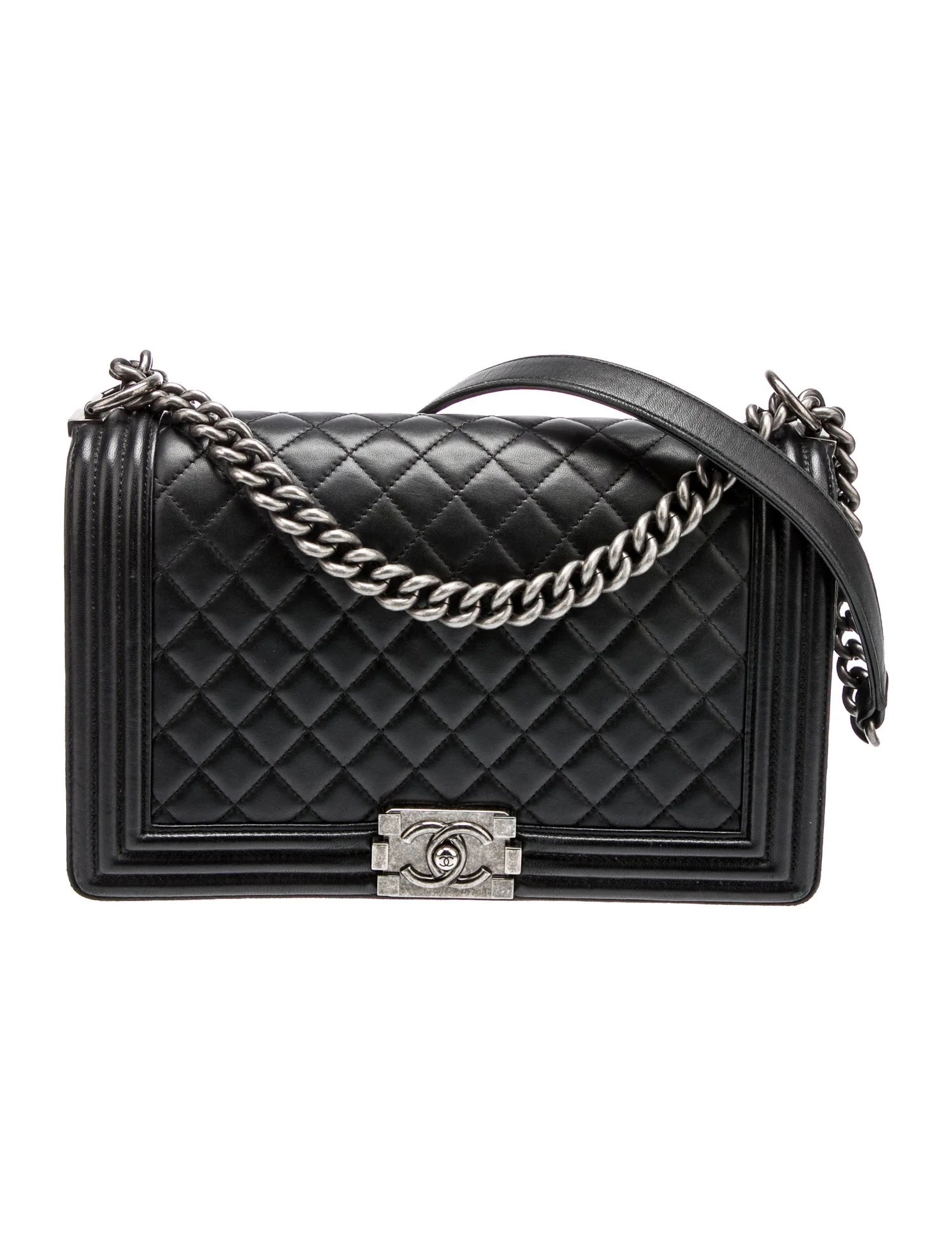 Chanel QUILTED CALFSKIN BOY Leather Handbag Bag 1