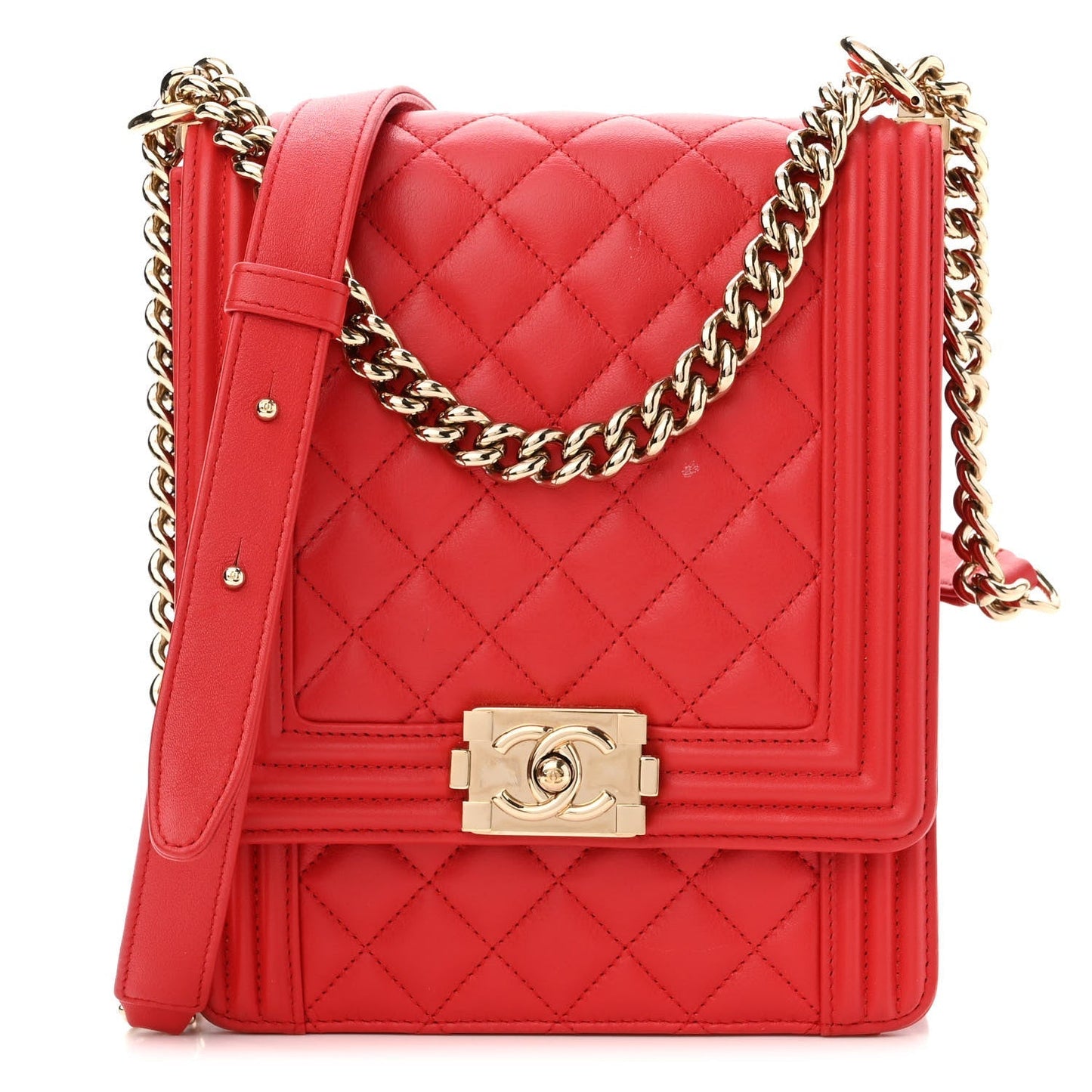 Chanel CALFSKIN QUILTED NORTH SOUTH BOY FLAP Shoulder Bag