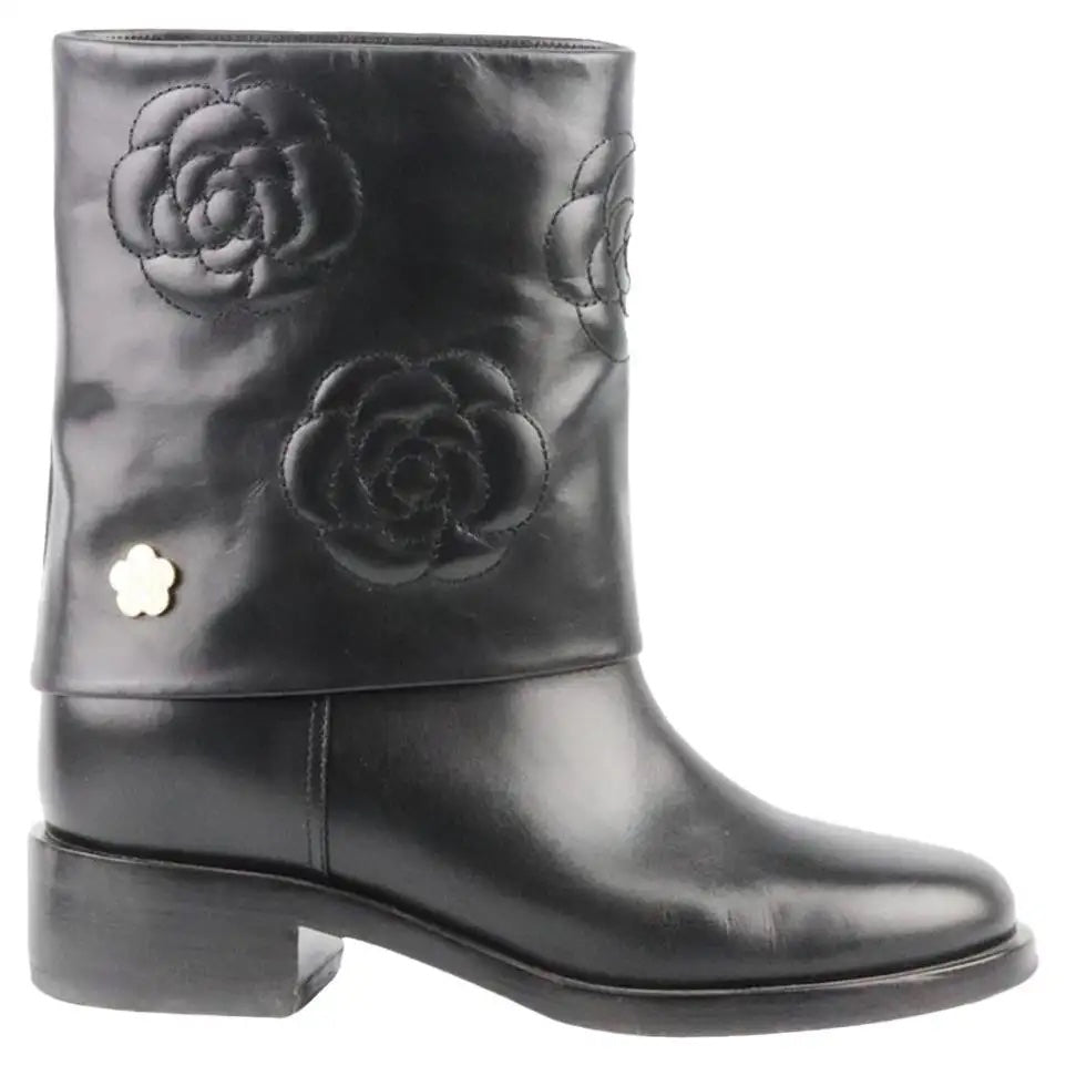 Chanel Camellia Leather Boots for Women