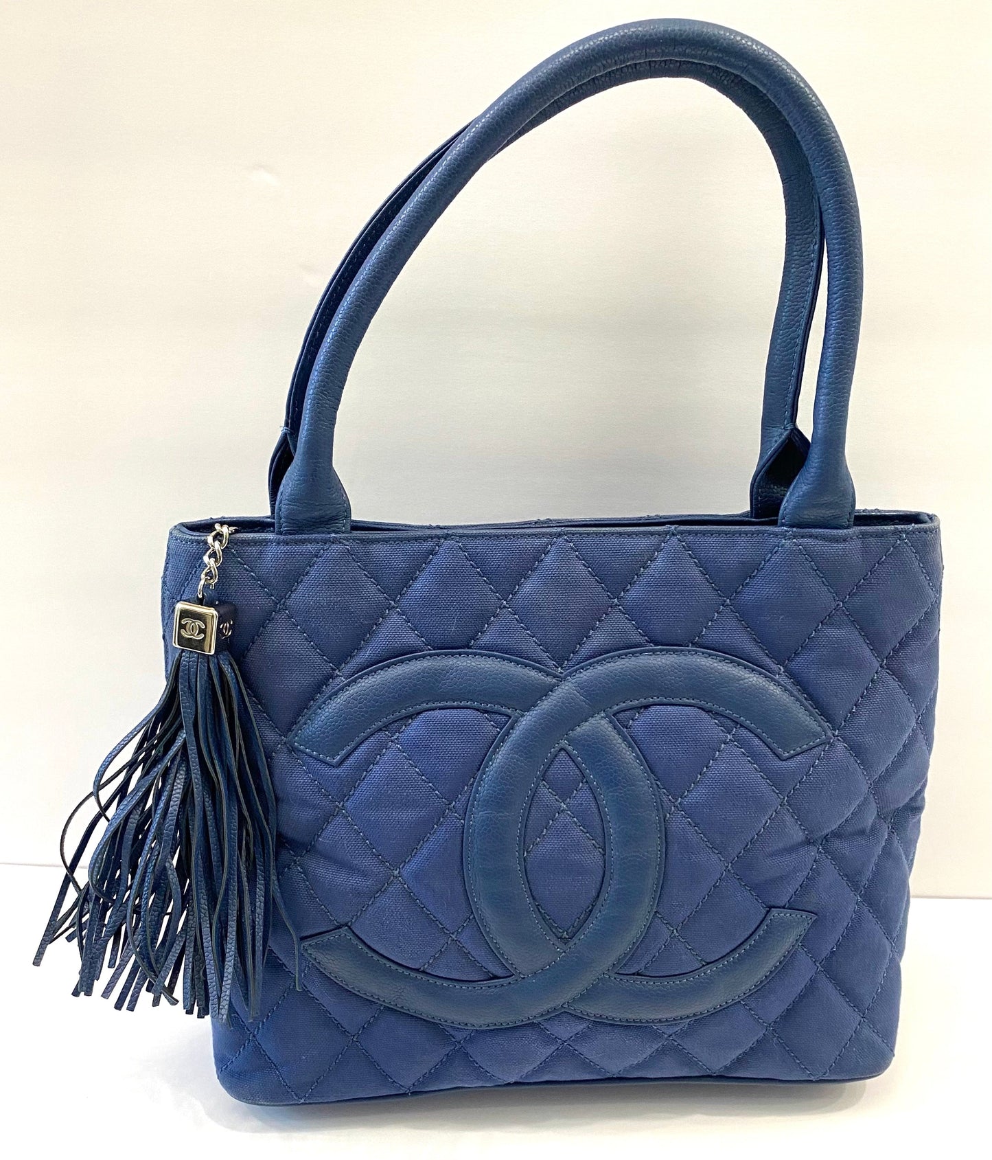 Chanel QUILTED CAVIAR TASSEL Canvas Tote Bag