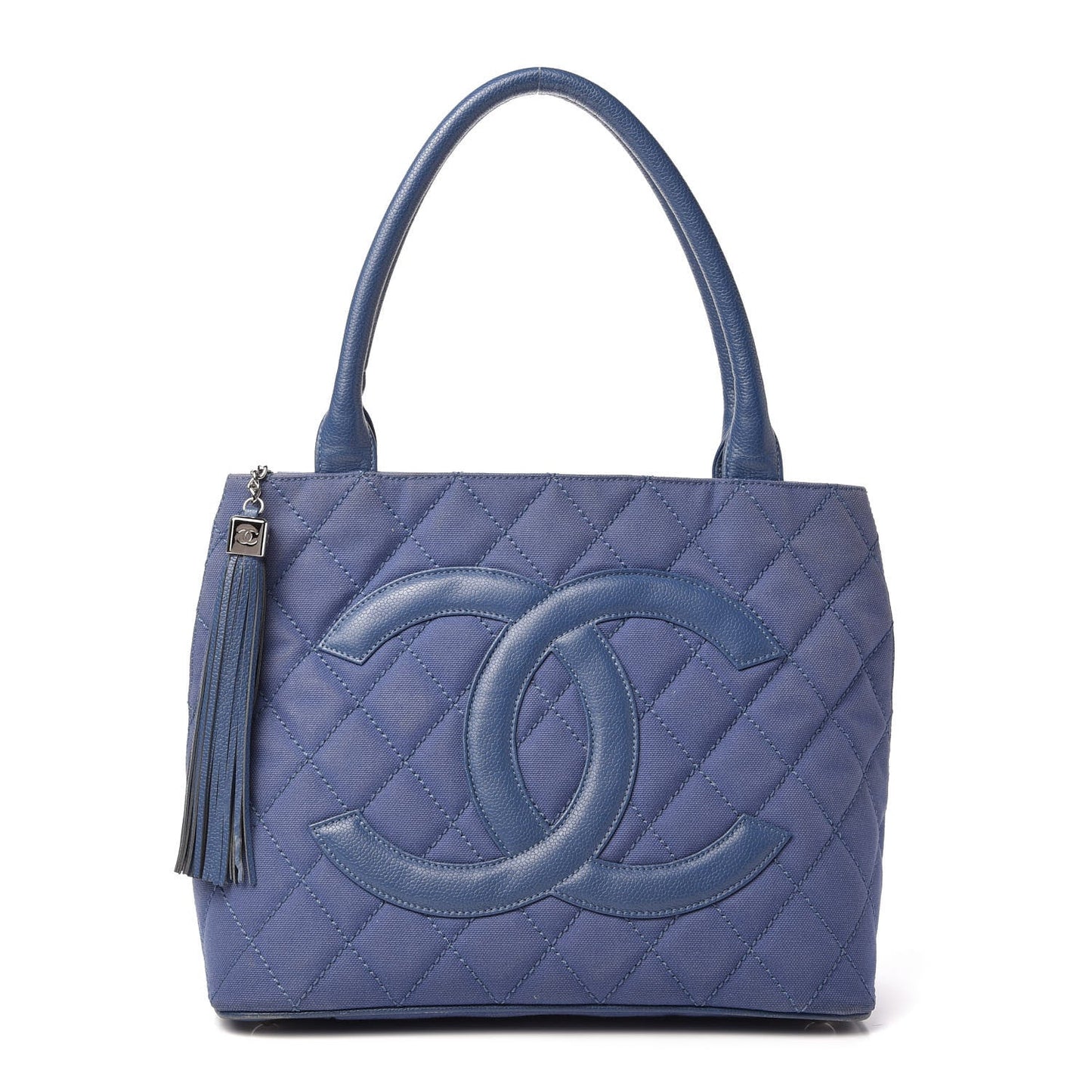 Chanel QUILTED CAVIAR TASSEL Canvas Tote Bag