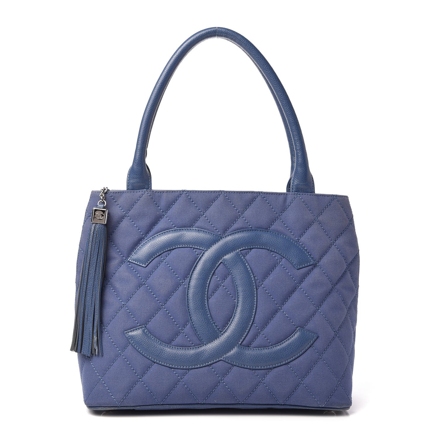 Chanel QUILTED CAVIAR TASSEL Canvas Tote Bag