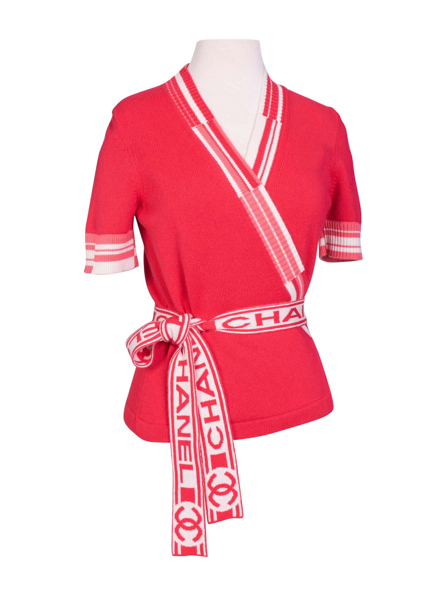 Chanel Cashmere CC Logo Wrap Sweater Pink