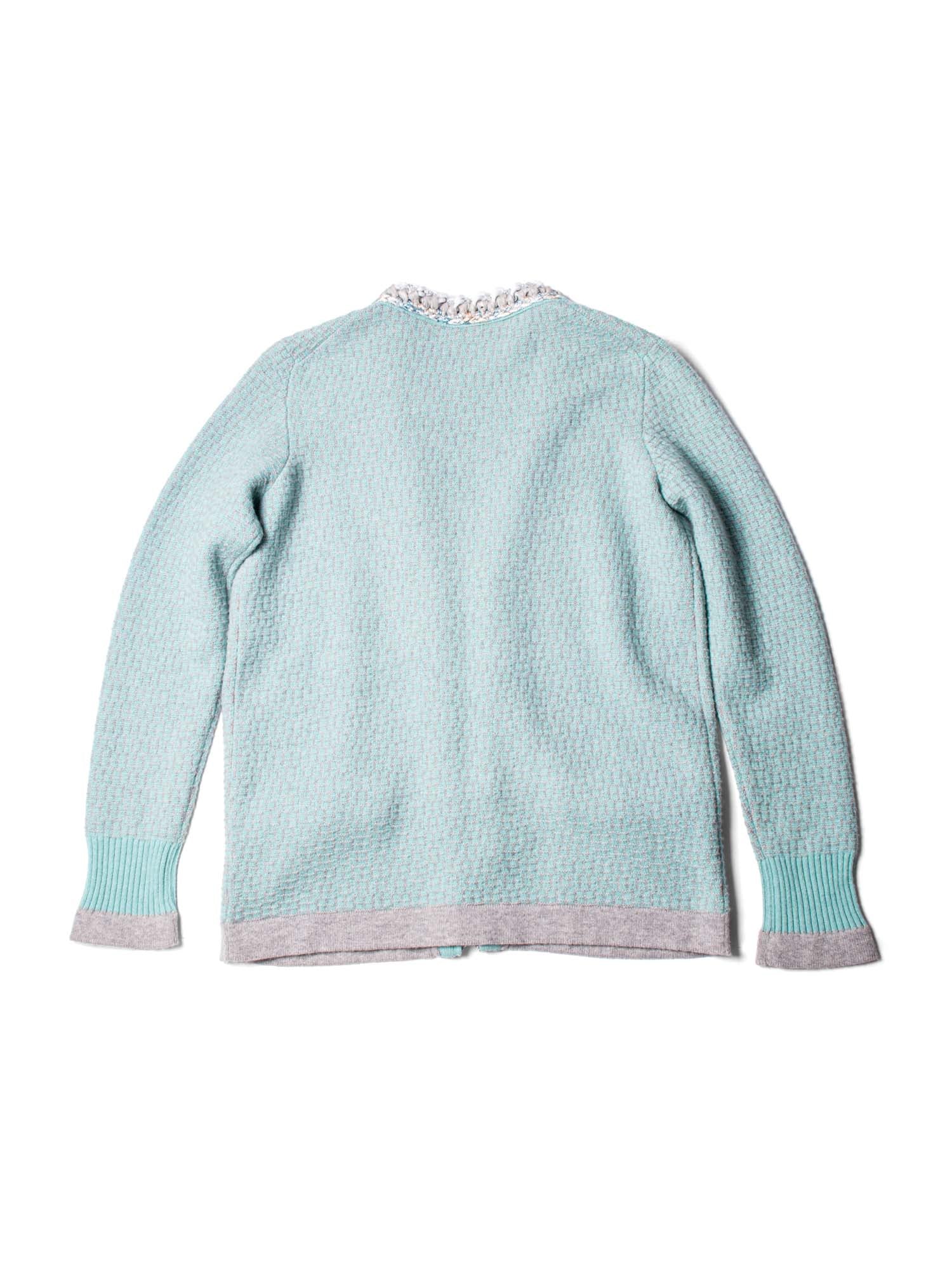 Chanel Cashmere Lurex Tweed Chain Cardigan Aqua Grey