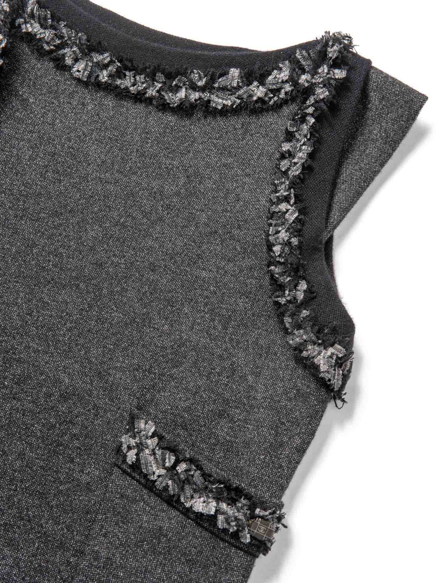 Chanel Cashmere Silk Fringe Dress Heather Grey