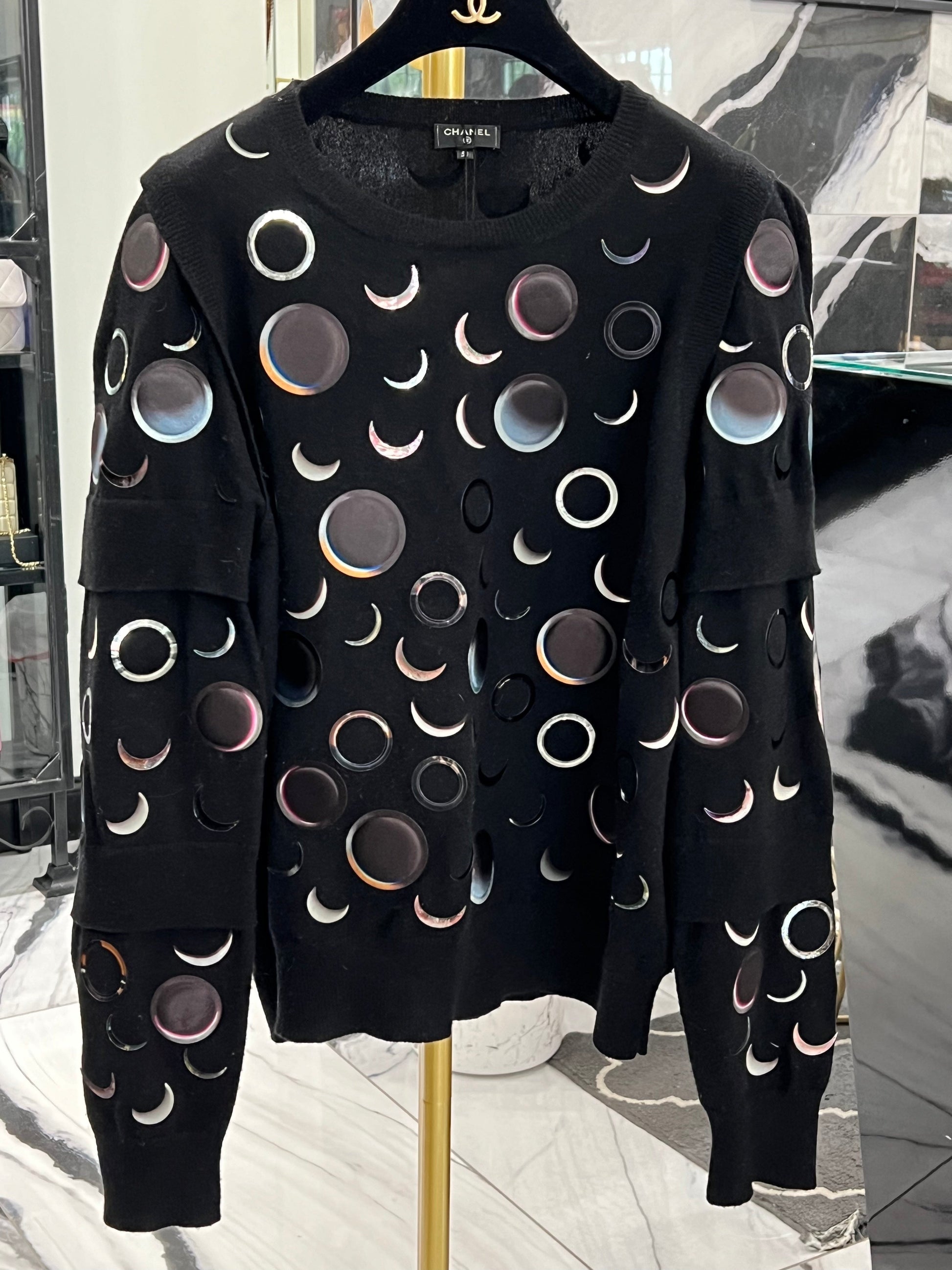 Chanel Cashmere Abstract Space Moon Runway Sweater Handbag