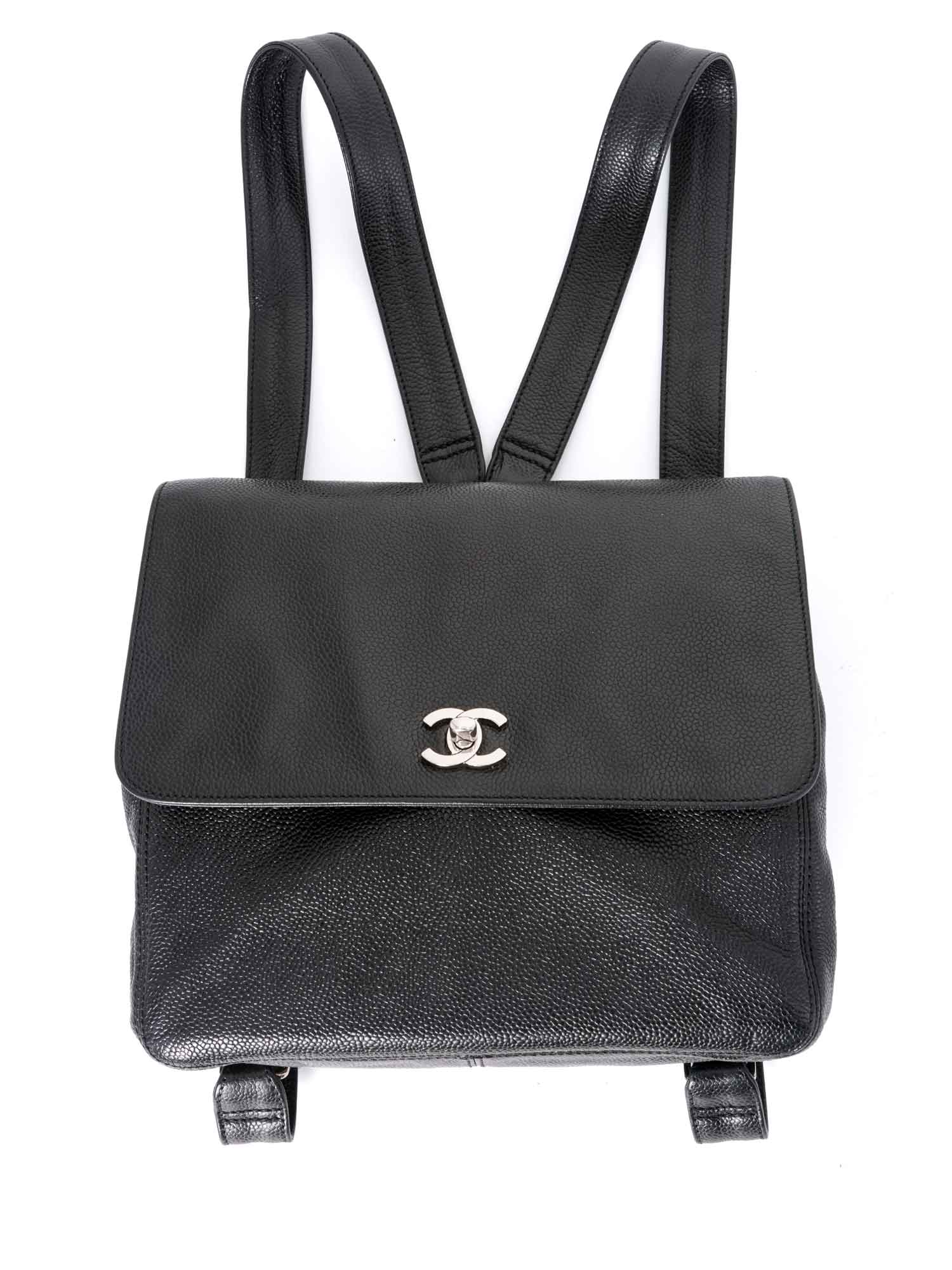 Chanel Caviar CC Logo Backpack Black
