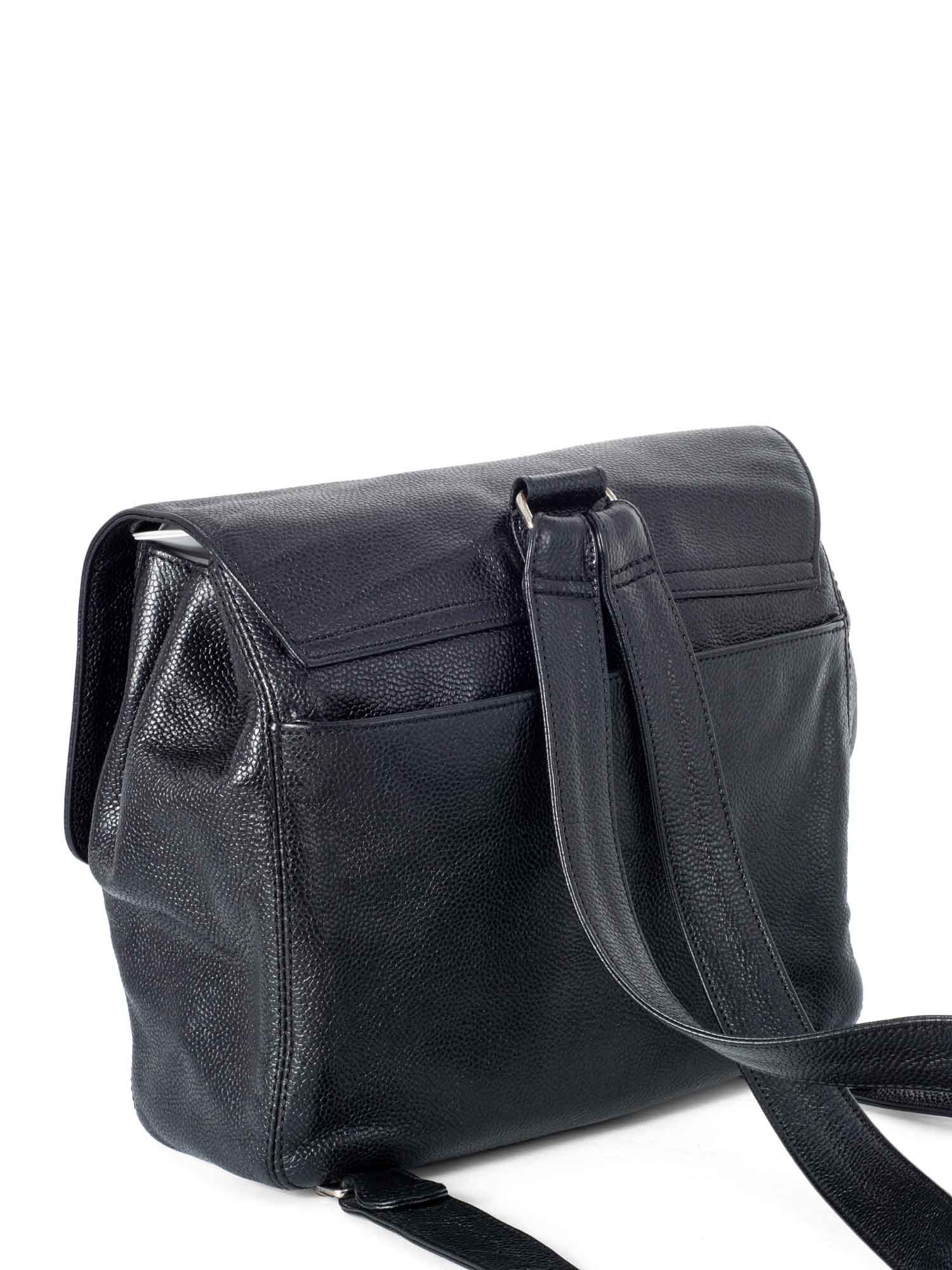 Chanel Caviar CC Logo Backpack Black