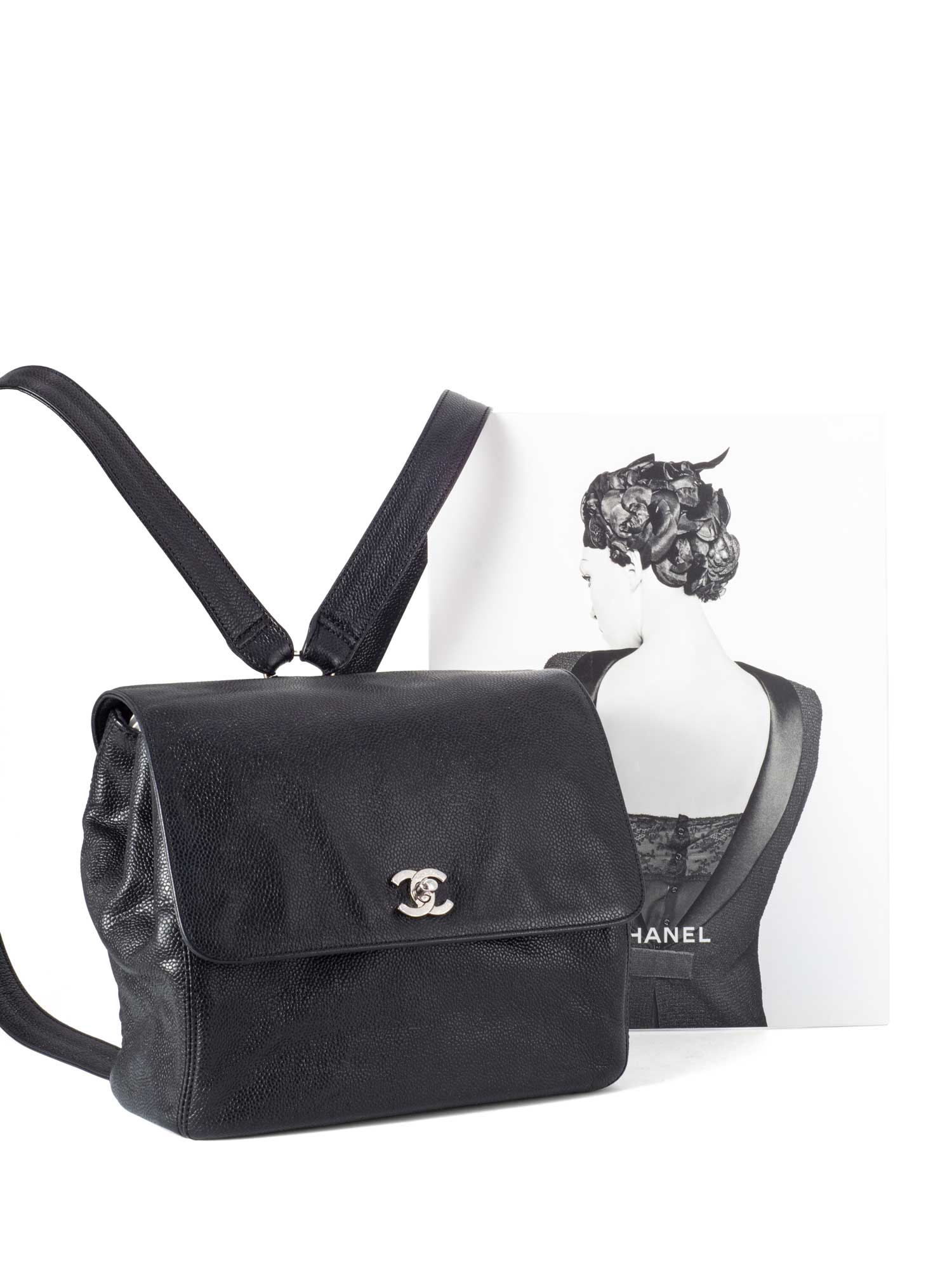 Chanel Caviar CC Logo Backpack Black