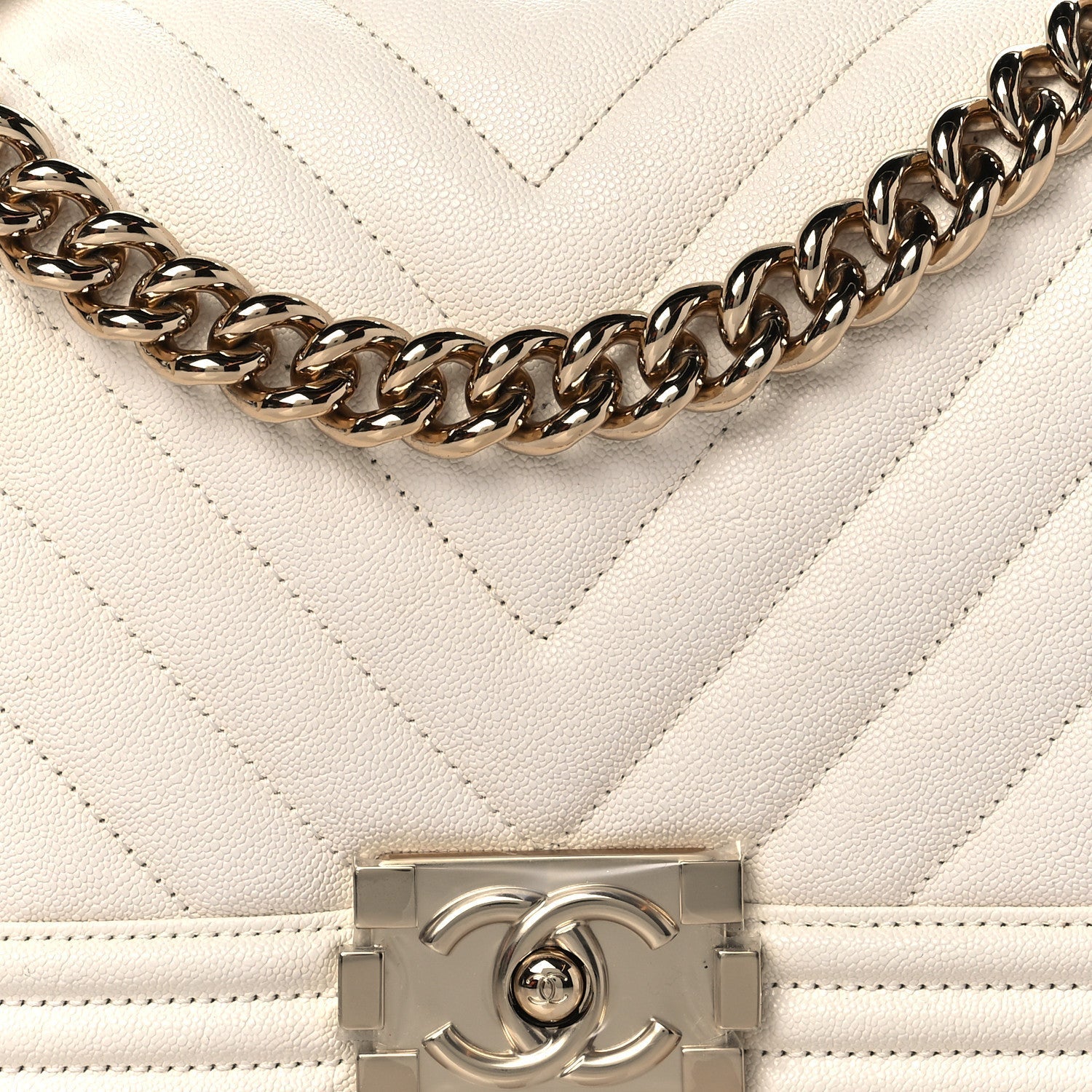 Chanel CAVIAR CHEVRON QUILTED BOY FLAP Shoulder Bag