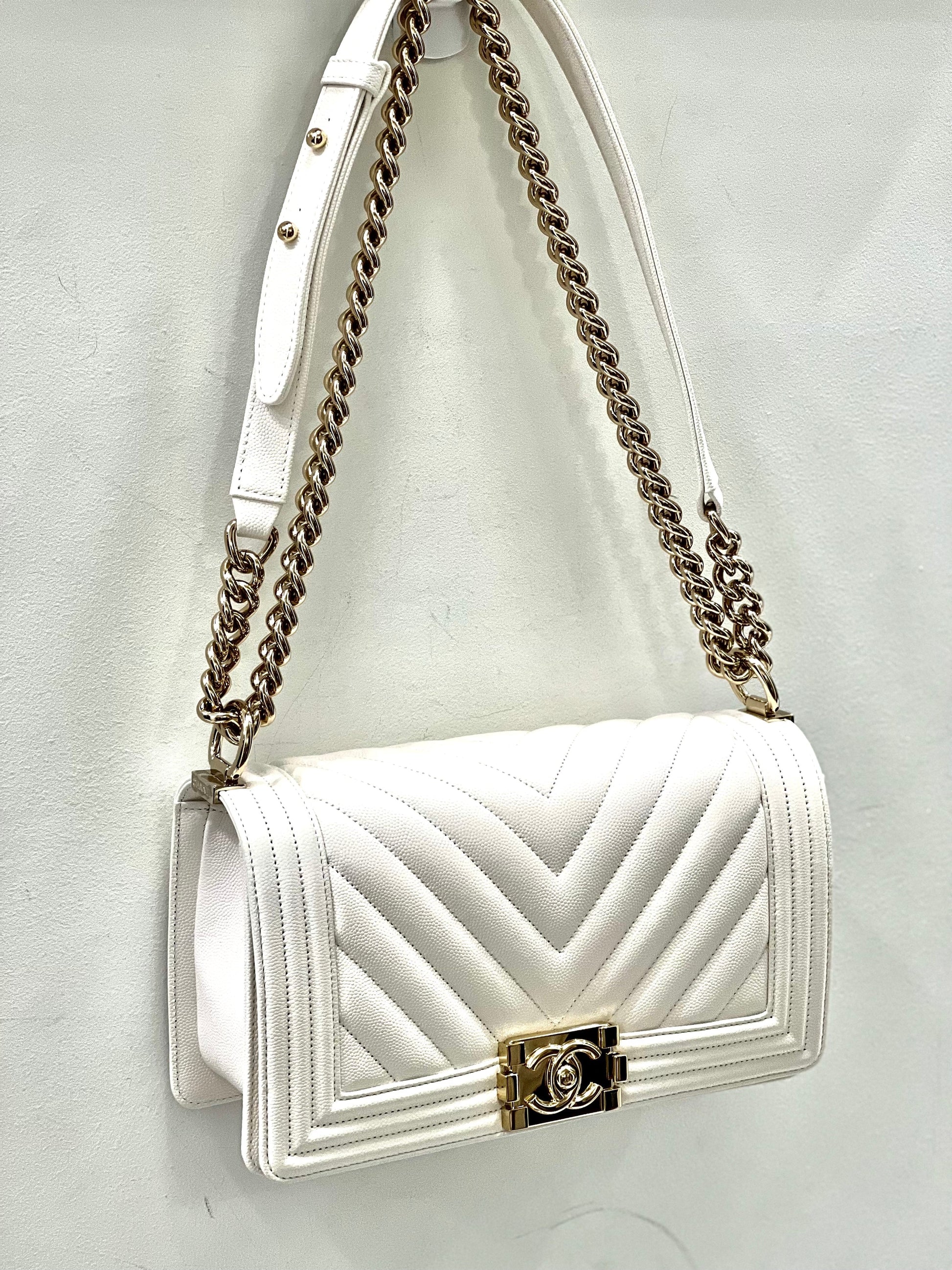 Chanel CAVIAR CHEVRON QUILTED BOY FLAP Shoulder Bag