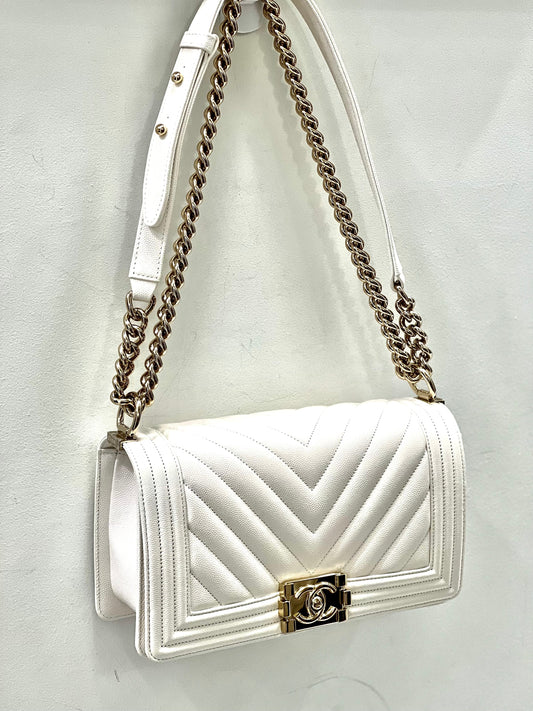 Chanel CAVIAR CHEVRON QUILTED BOY FLAP Shoulder Bag