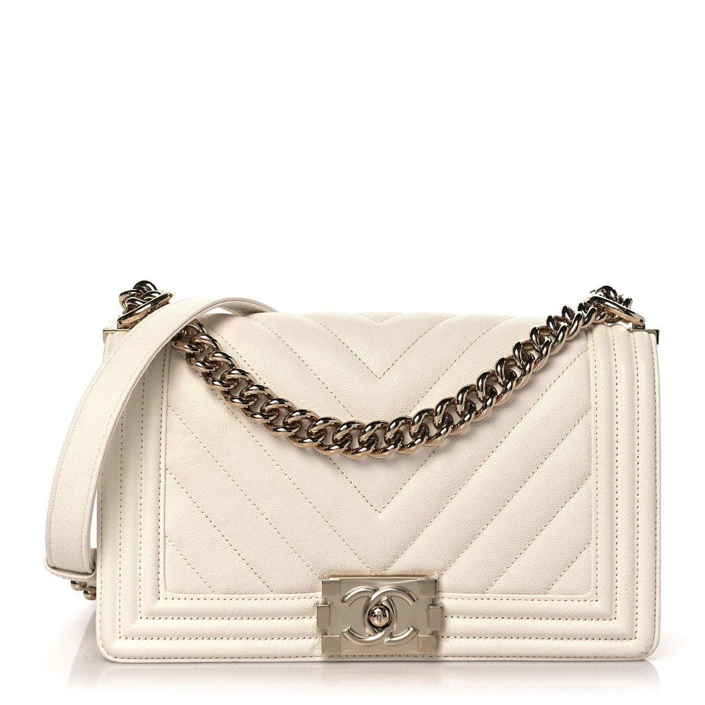 Chanel CAVIAR CHEVRON QUILTED BOY FLAP Shoulder Bag