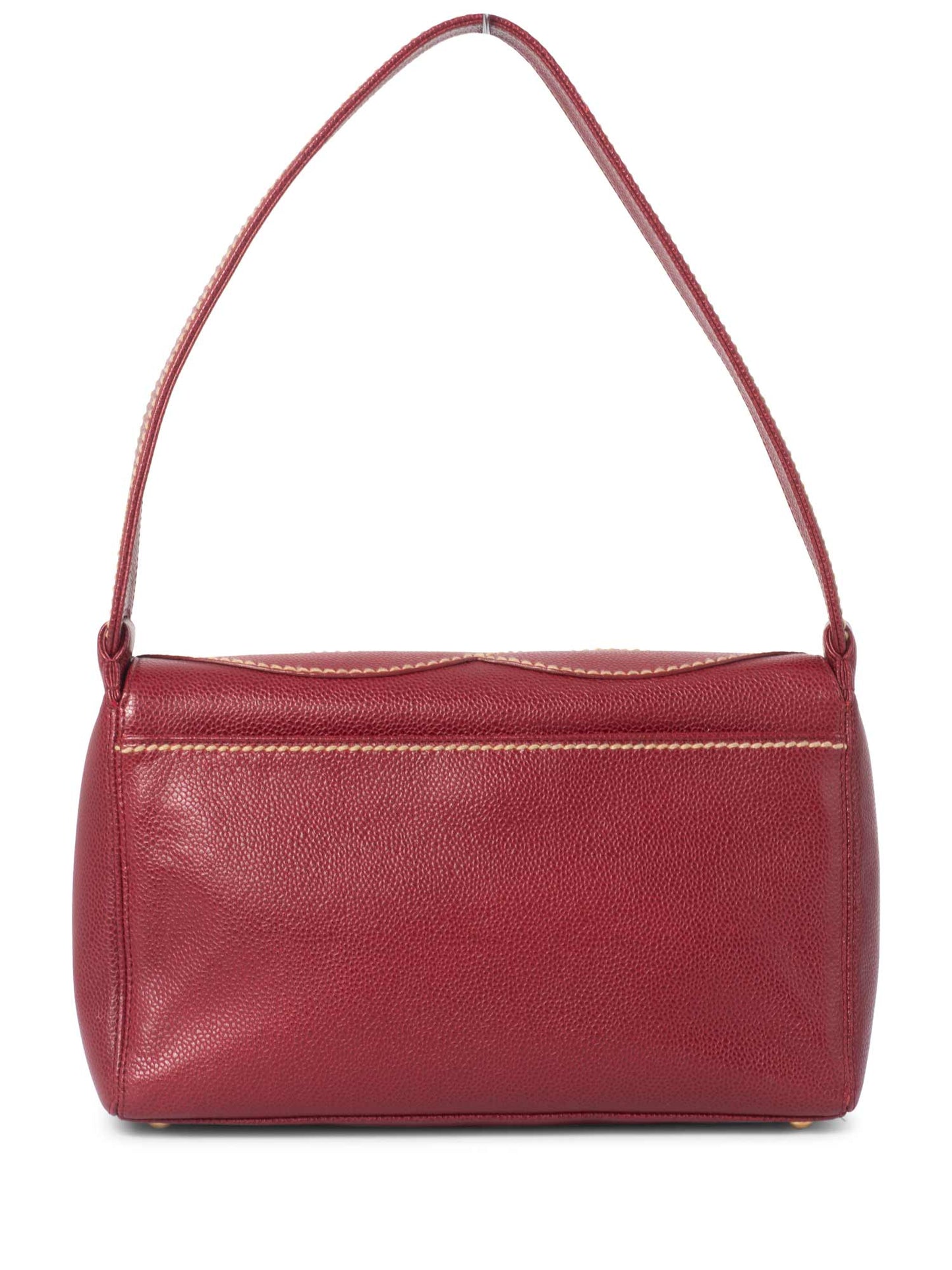 Chanel Caviar Leather CC Logo Flap Hobo Bag Red
