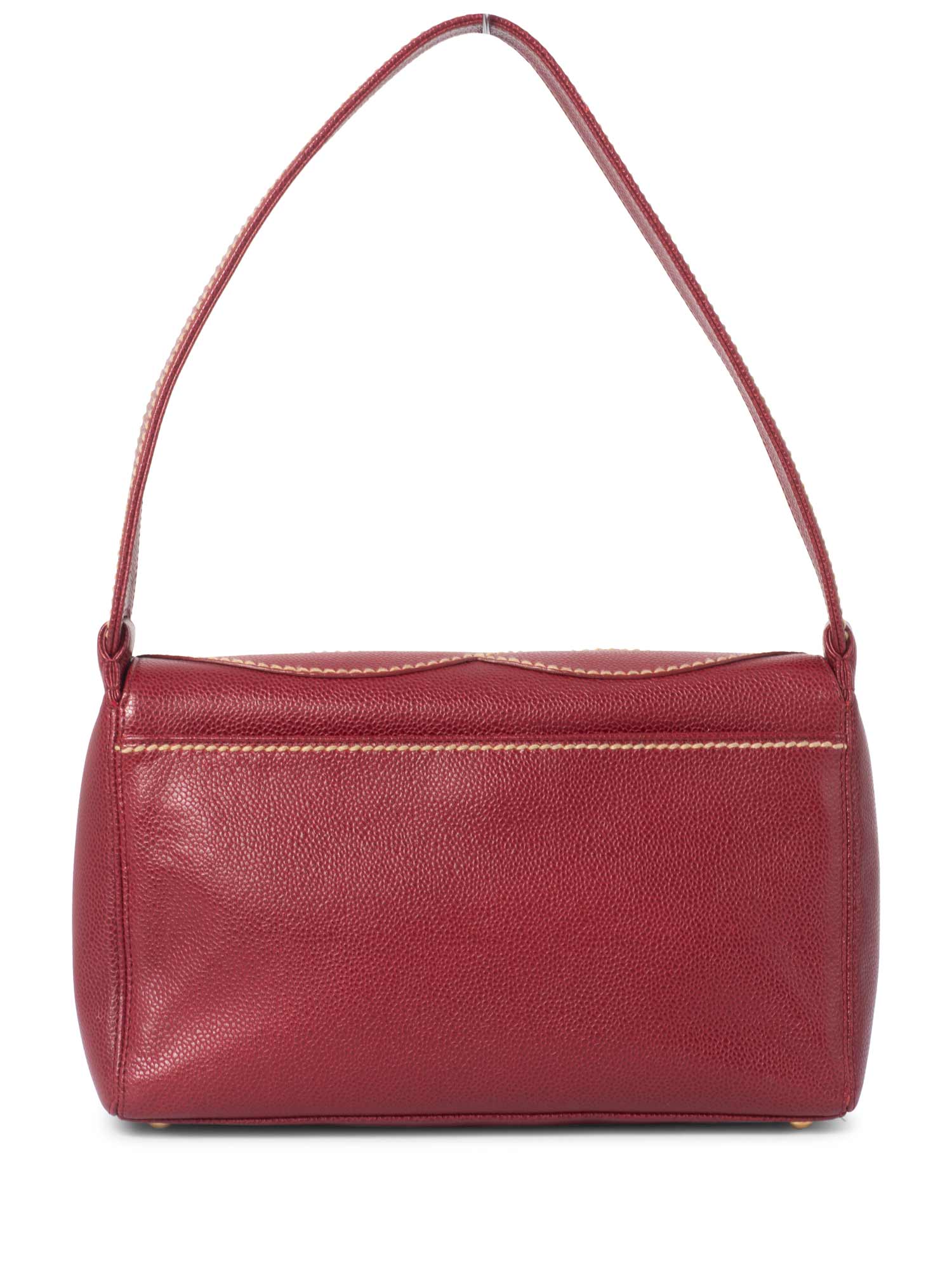 Chanel Caviar Leather CC Logo Flap Hobo Bag Red