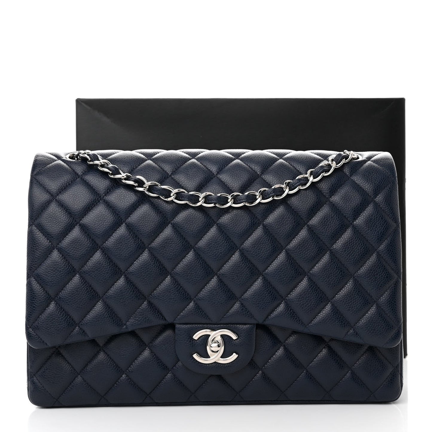 Chanel CAVIAR QUILTED MAXI DOUBLE FLAP NAVY Shoulder Bag