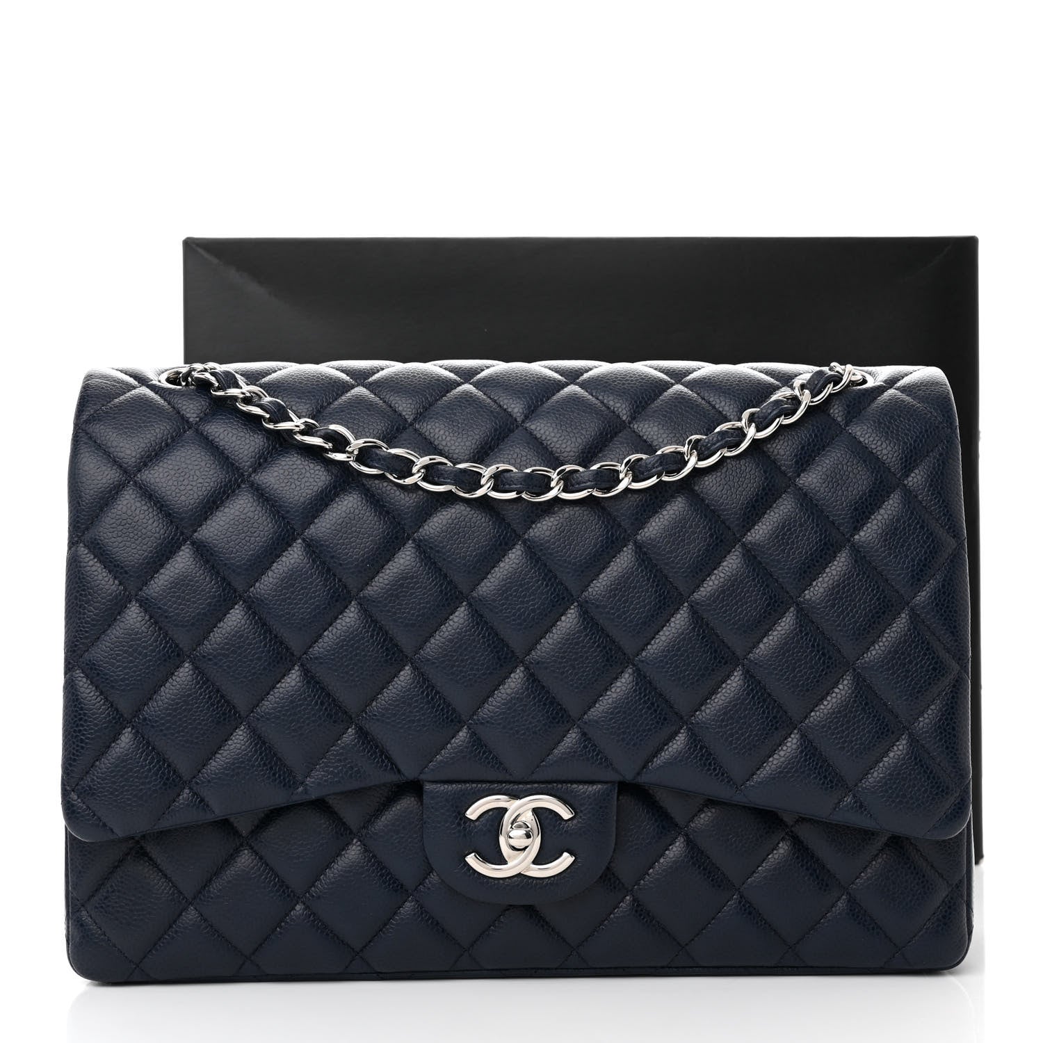 Chanel CAVIAR QUILTED MAXI DOUBLE FLAP NAVY Shoulder Bag