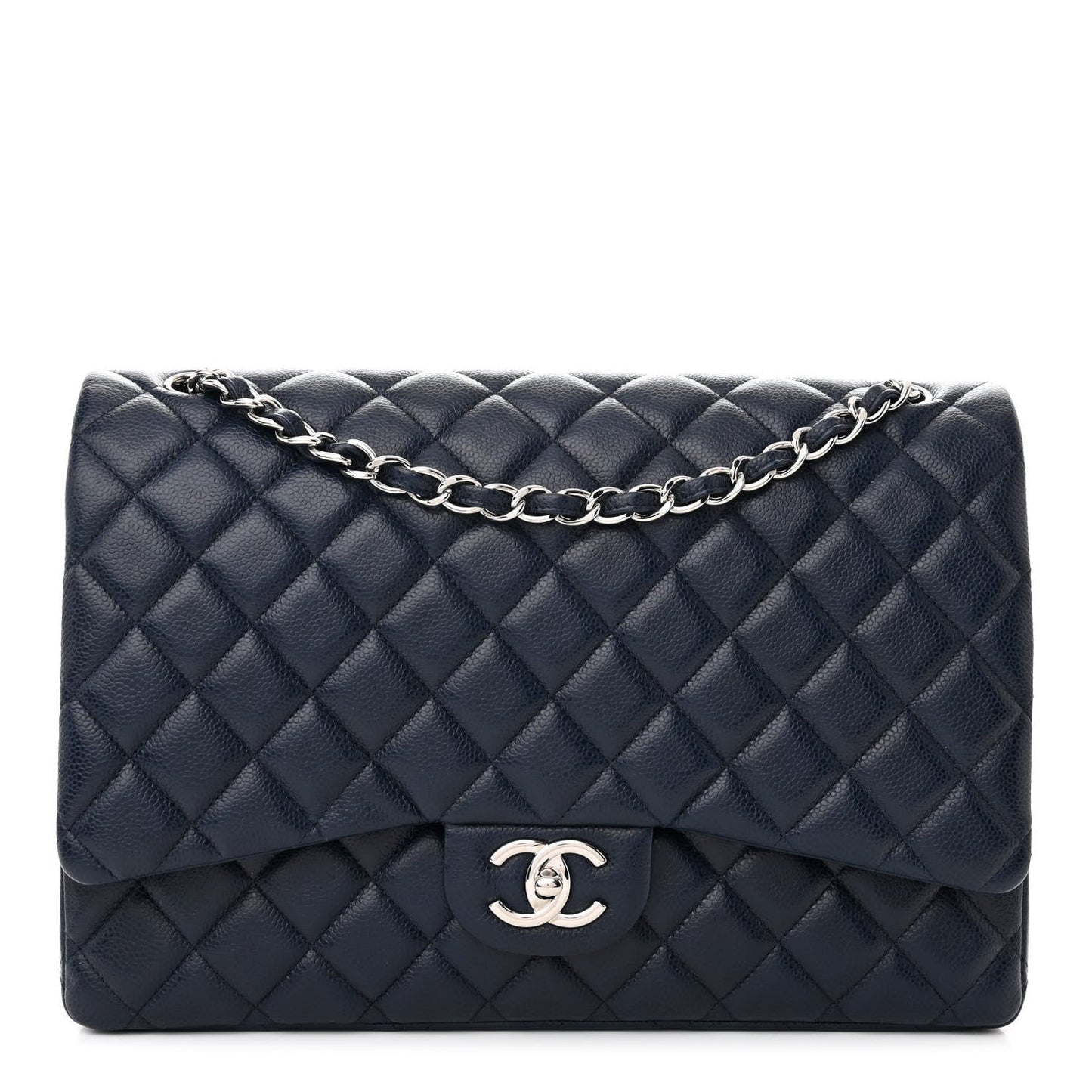 Chanel CAVIAR QUILTED MAXI DOUBLE FLAP NAVY Shoulder Bag