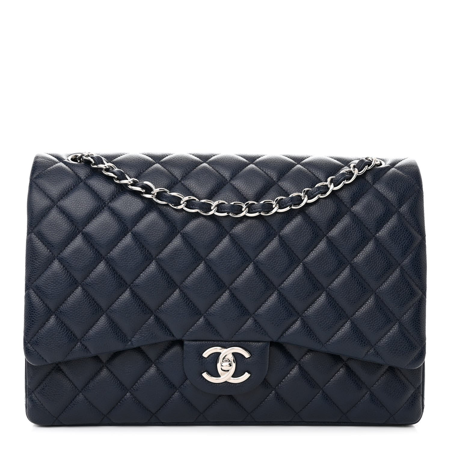 Chanel CAVIAR QUILTED MAXI DOUBLE FLAP NAVY Shoulder Bag