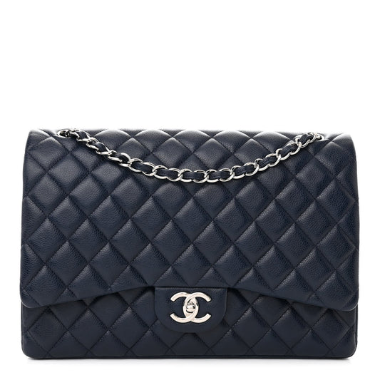 Chanel CAVIAR QUILTED MAXI DOUBLE FLAP NAVY Shoulder Bag