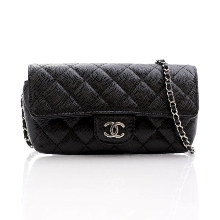 Chanel Quilted Caviar Leather Glasses Chain Case Bag