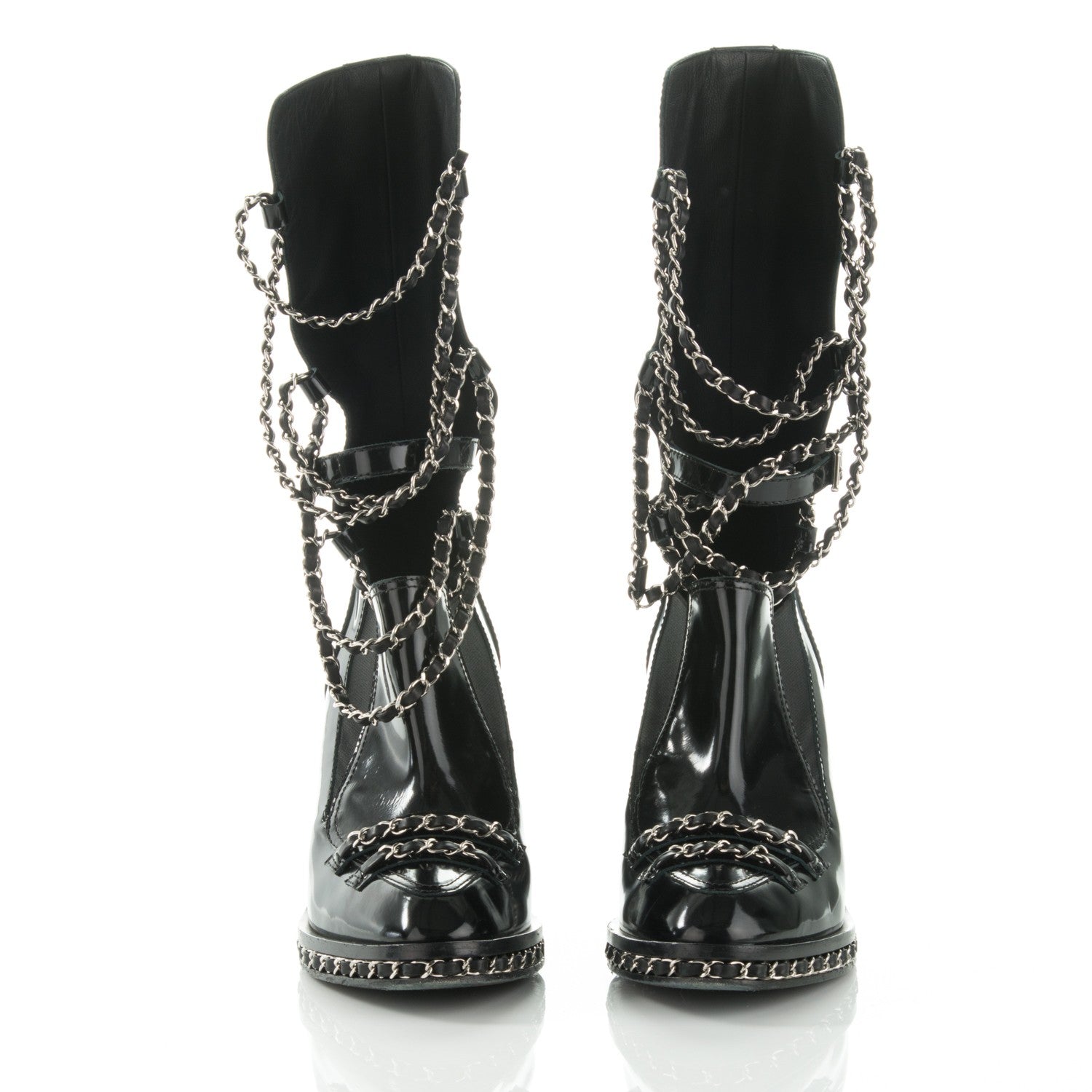CHANEL CC RUNWAY GLAZED CHAIN OBSESSION BOOTS