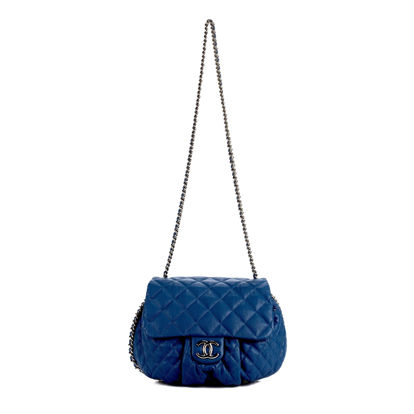Chanel AROUND QUILTED LAMBSKIN FLAP Shoulder Bag
