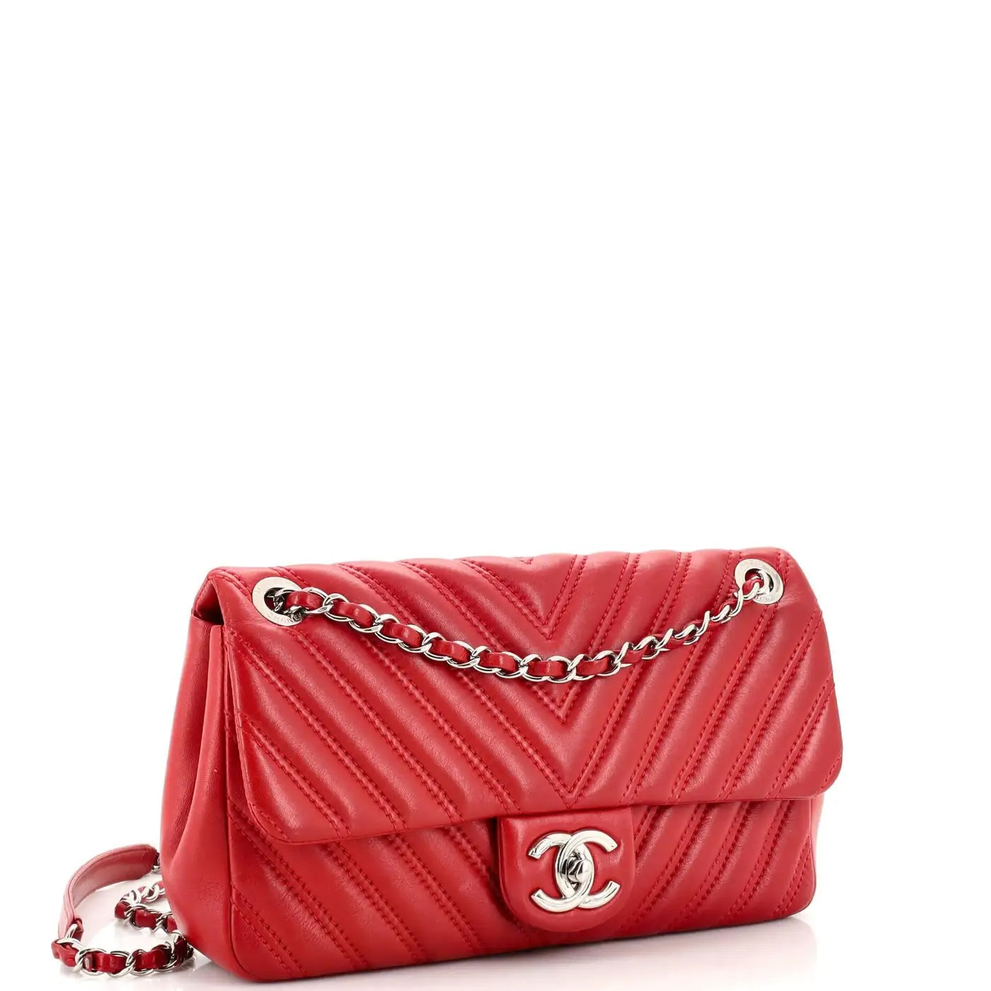 CHANEL DOUBLE STITCH CHEVRON LAMBSKIN MEDIUM FLAP BAG