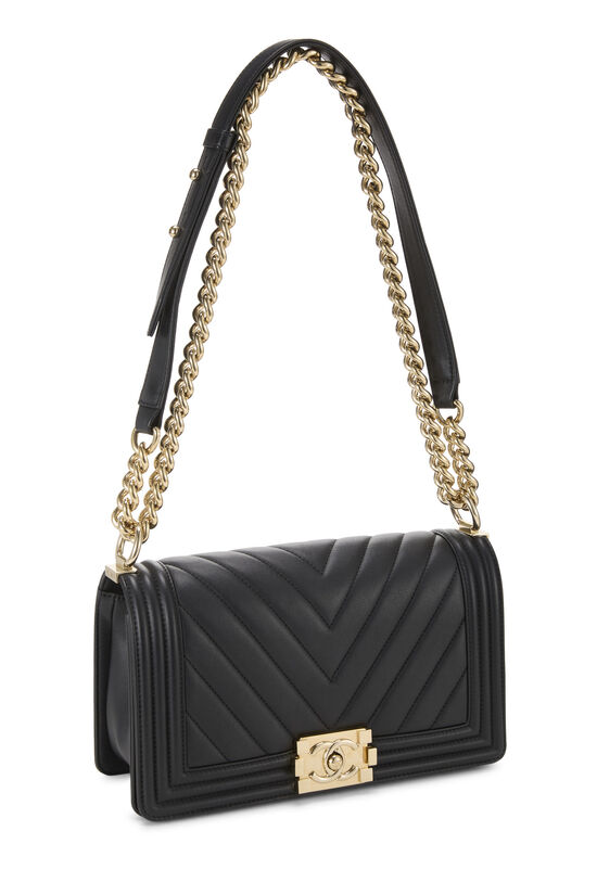 Chanel CHEVRON QUILTED CALFSKIN NEW BOY FLAP Shoulder Bag