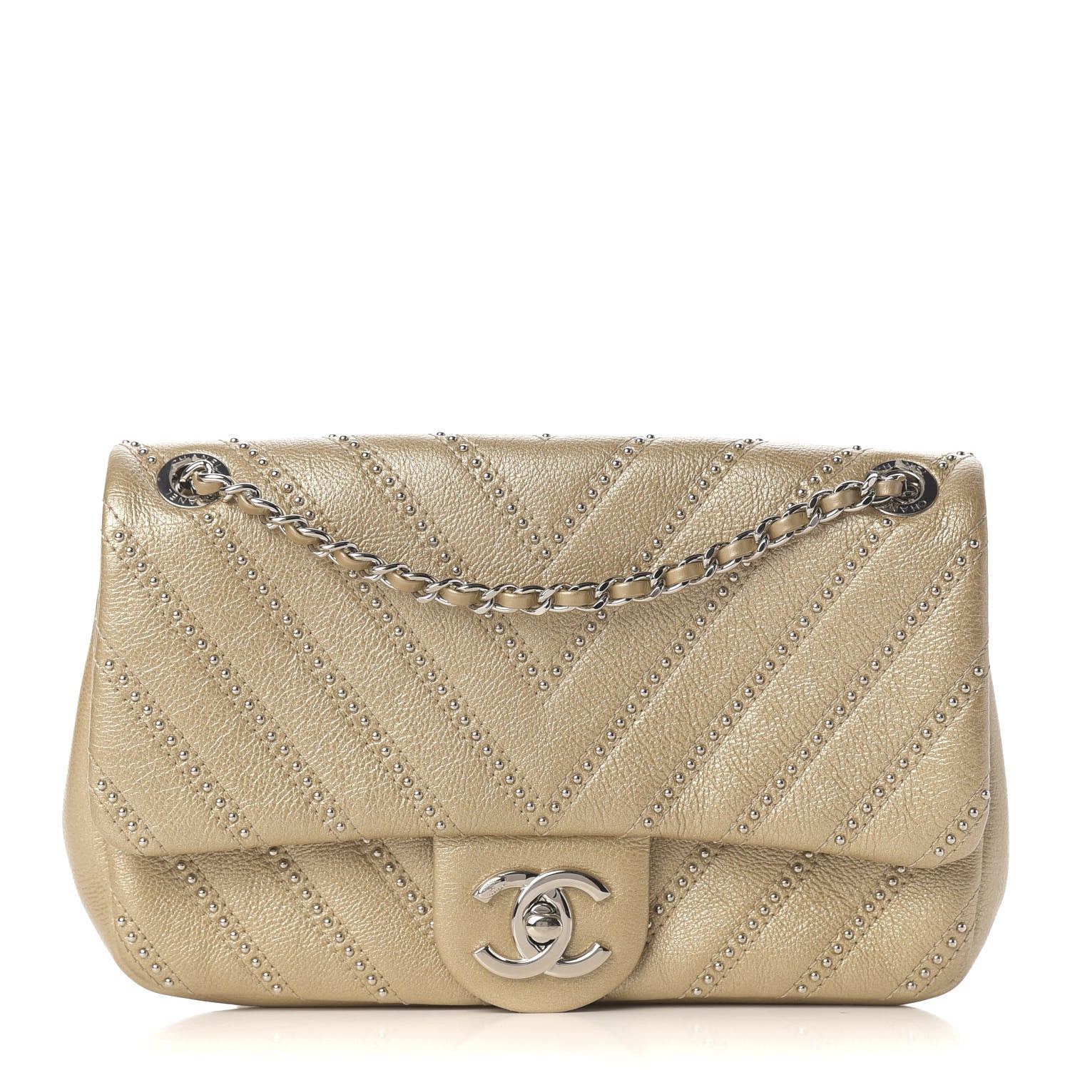 Chanel CHEVRON QUILTED CALFSKIN STUDDED FLAP Small Shoulder Bag