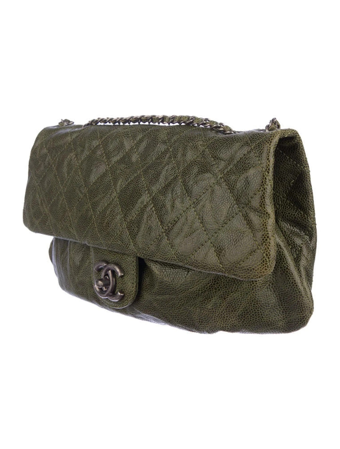 Chanel CAVIAR CRUMPLED MED CC CRAVE FLAP Leather Shoulder Bag