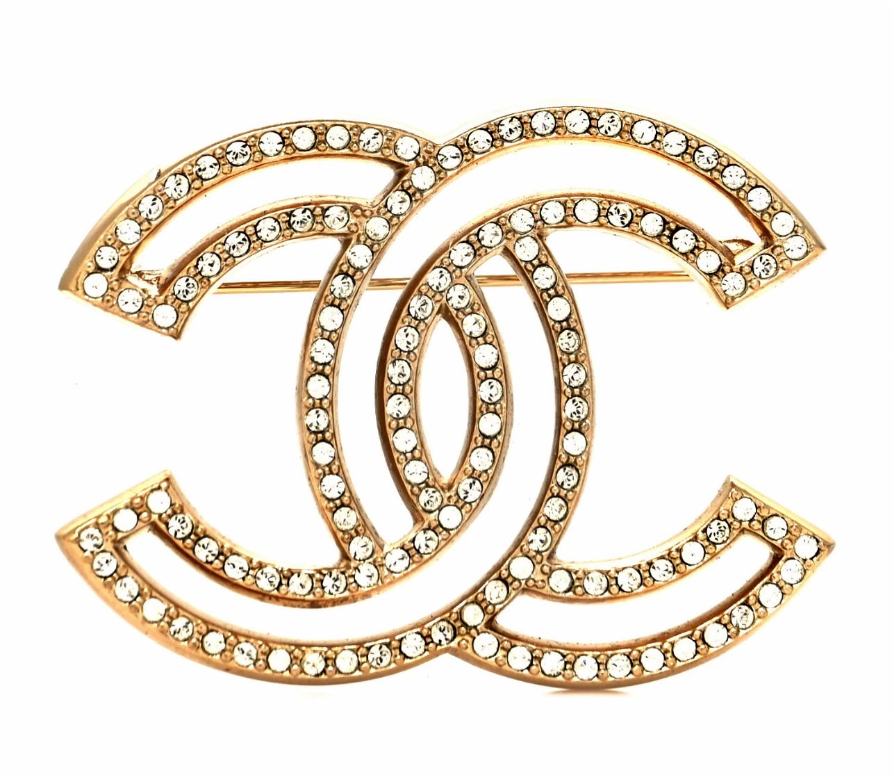 Chanel CRYSTAL CC LIGHT -TONE BROOCH Gold Handbag