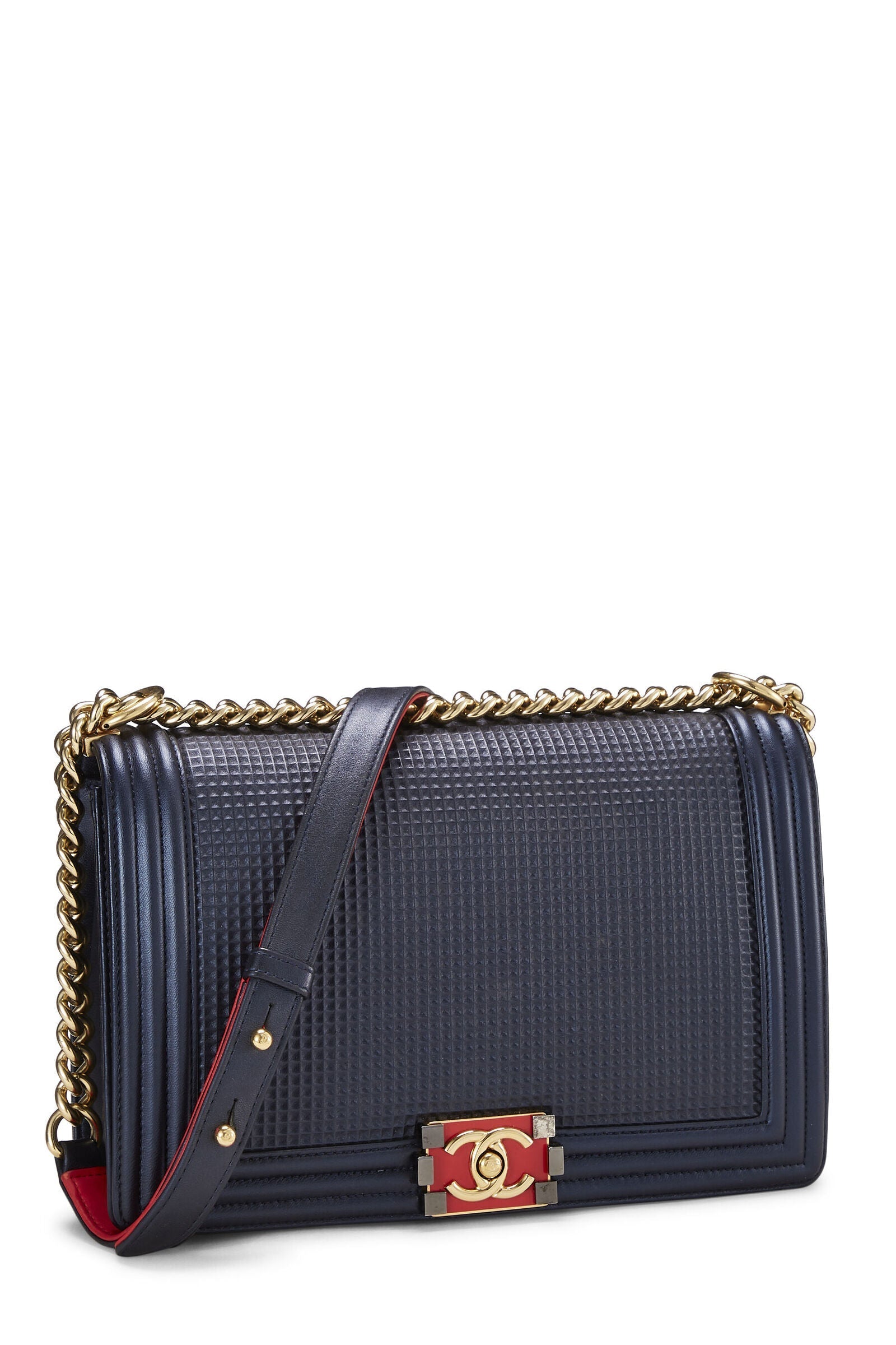Chanel CUBE EMBOSSED LAMBSKIN NEW BOY Handbag
