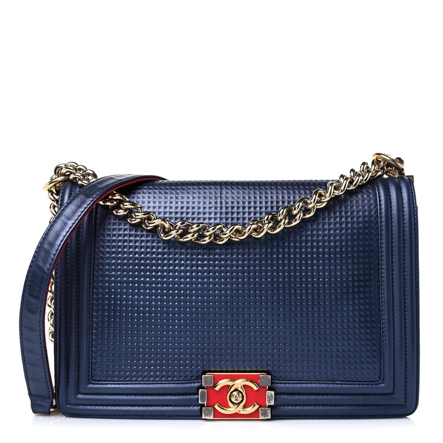 Chanel CUBE EMBOSSED LAMBSKIN NEW BOY Handbag