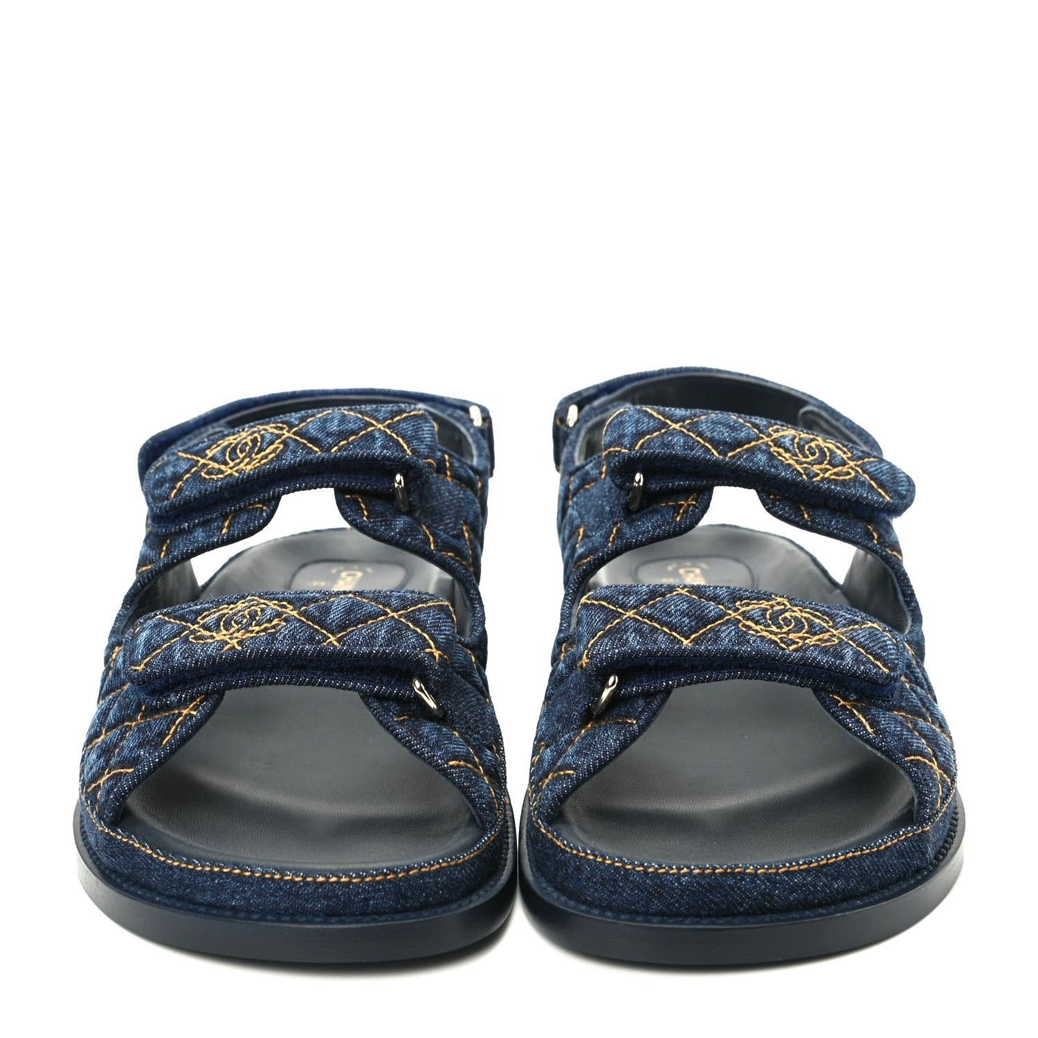 CHANEL VELCRO DENIM QUILTED DAD SANDALS