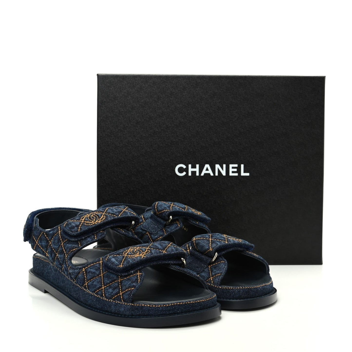 Chanel Velcro Denim Quilted Dad Sandals for Women