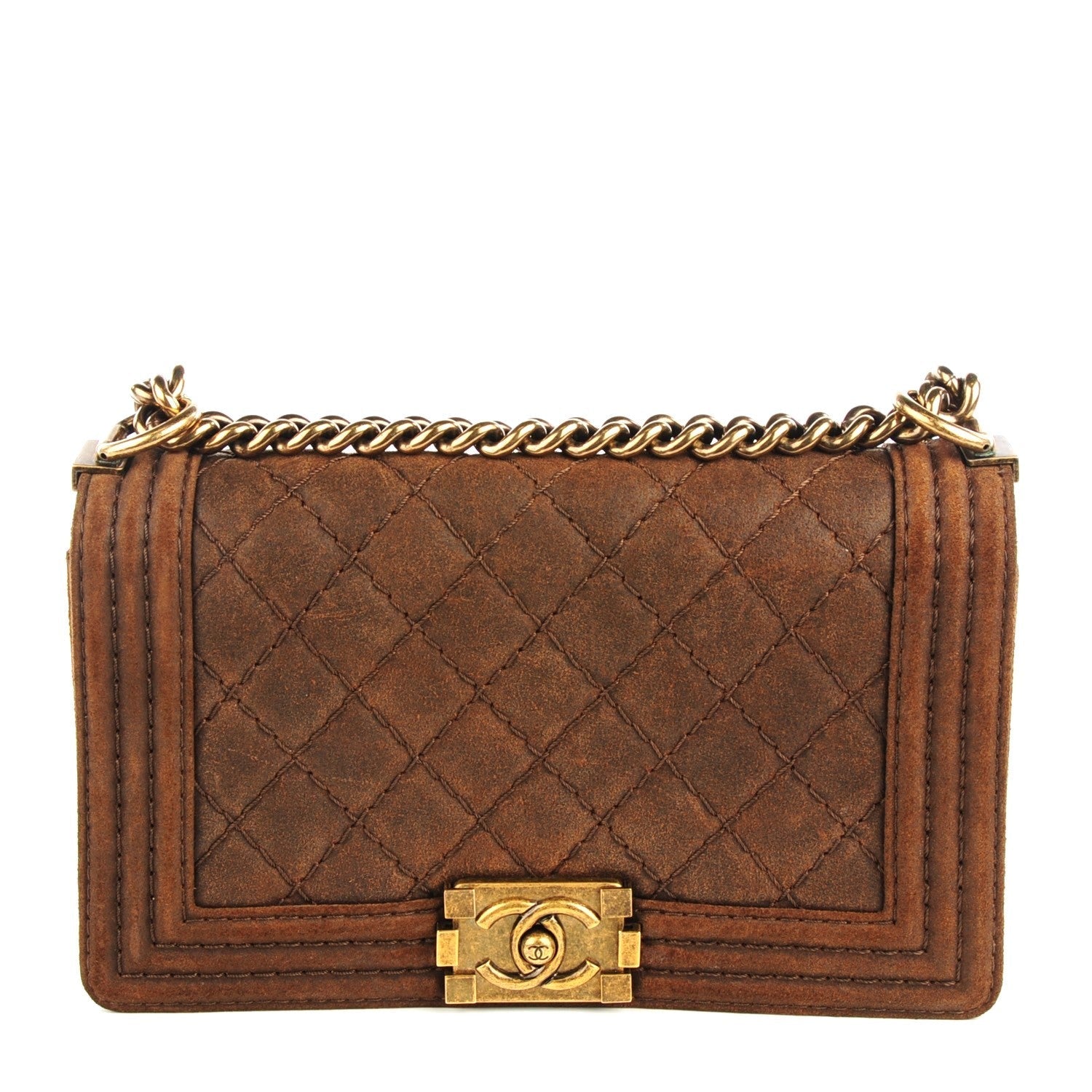 Chanel NUBUCK QUILTED MED BOY FLAP Shoulder Bag