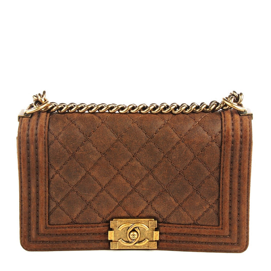 Chanel NUBUCK QUILTED MED BOY FLAP Shoulder Bag