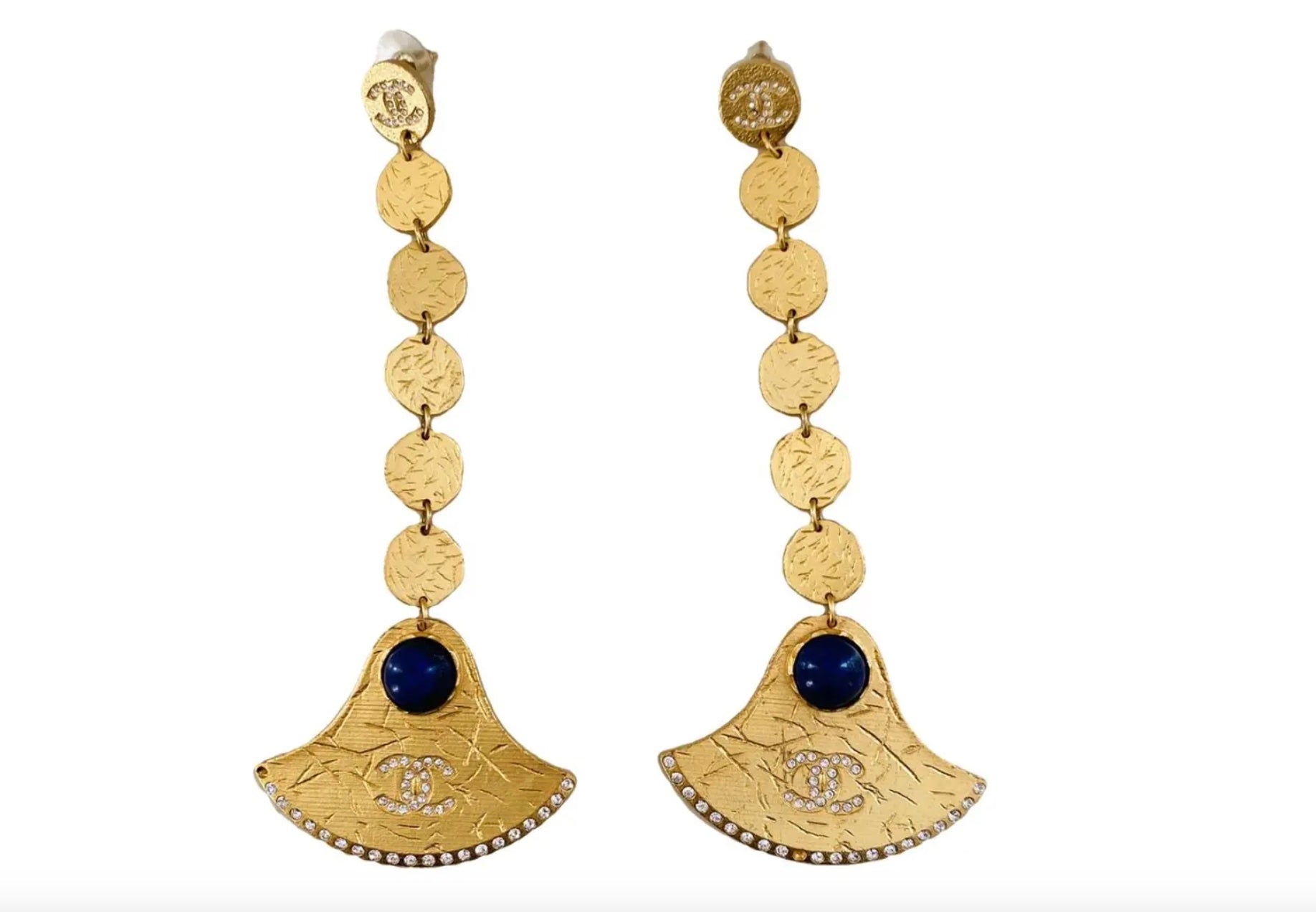 CHANEL ANCIENT EGYPT GOLD-TONE GLASS EARRINGS