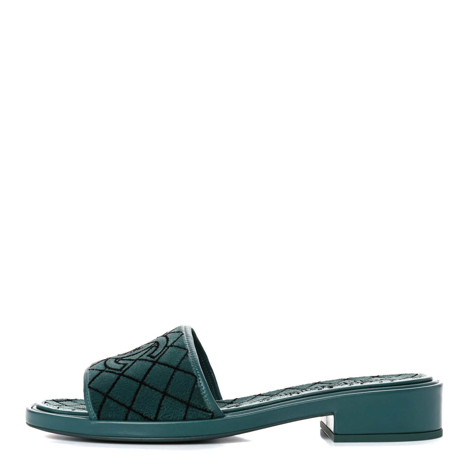 Chanel CC Emroidered Fabric & Calfskin Slide Mules for Women