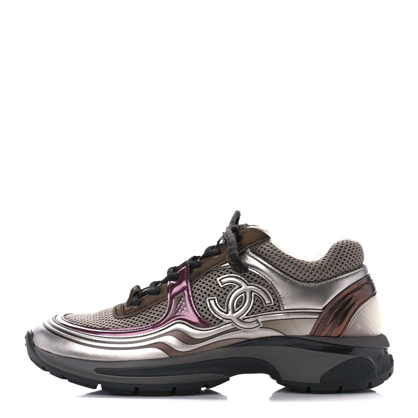 Chanel Fabric Laminated Calfskin CC Sneakers for Women